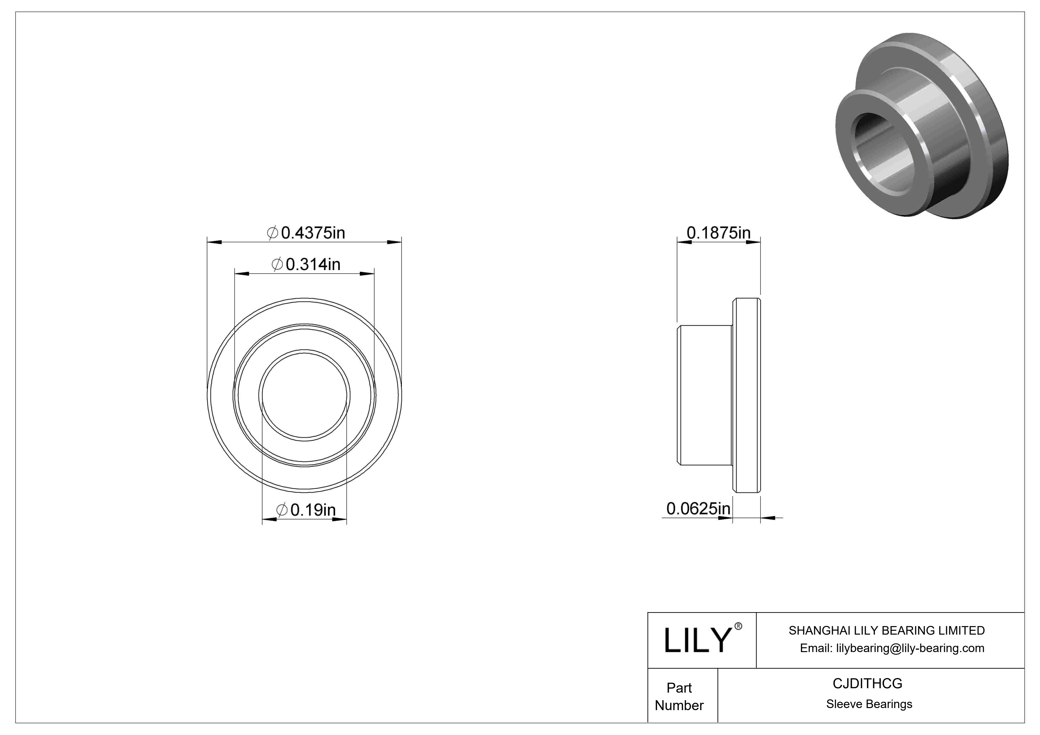 CJDITHCG Casquillos de fricción con pestaña lubricados con aceite para cargas elevadas cad drawing