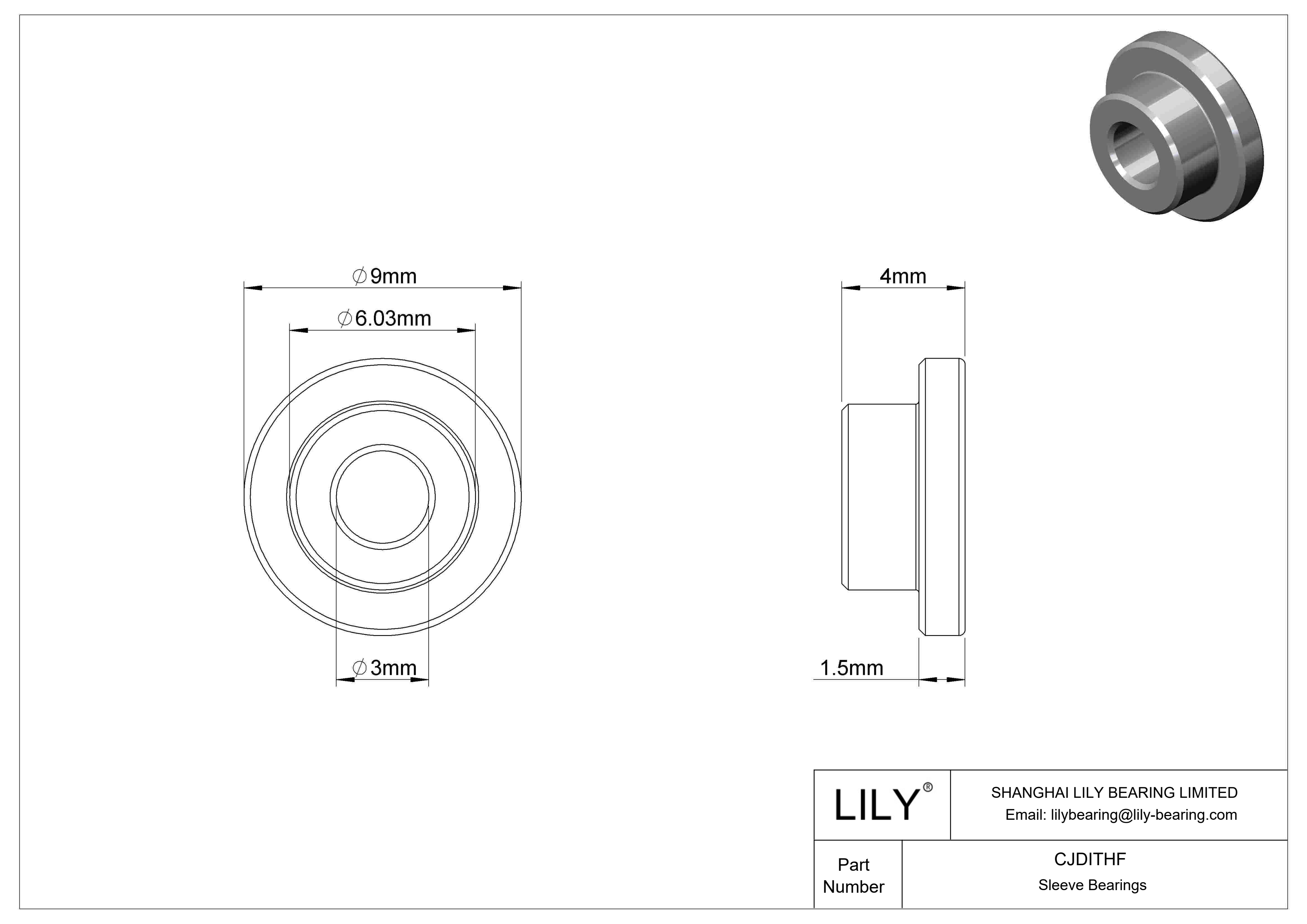 CJDITHF High-Load Oil-Embedded Flanged Sleeve Bearings cad drawing