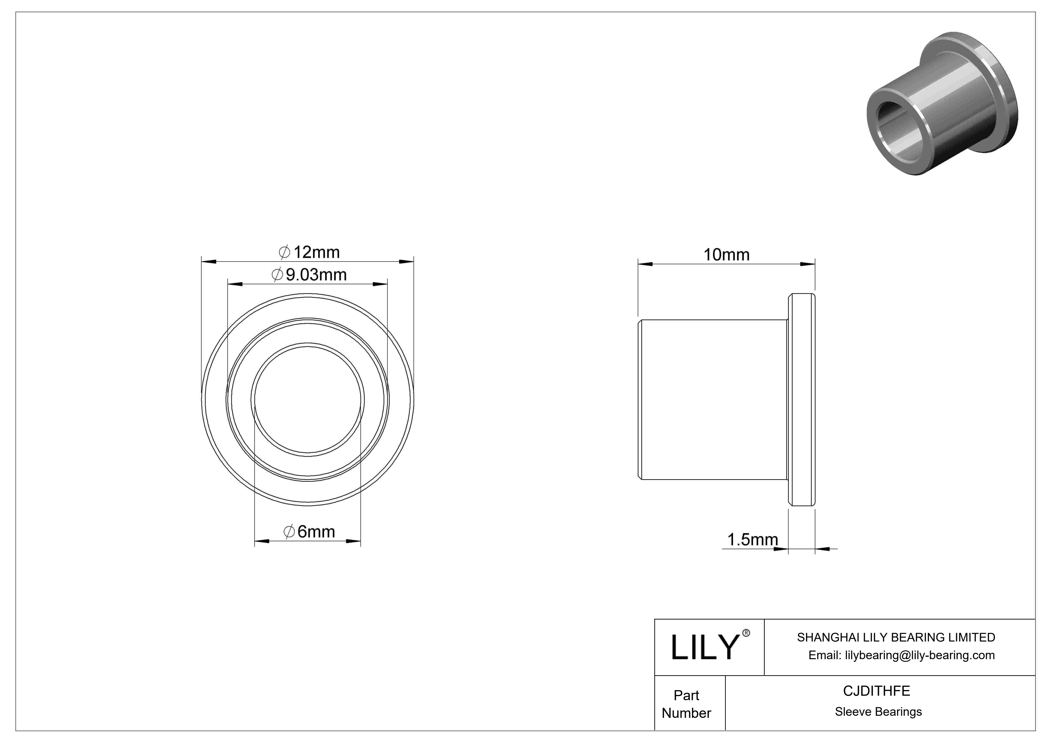 CJDITHFE High-Load Oil-Embedded Flanged Sleeve Bearings cad drawing