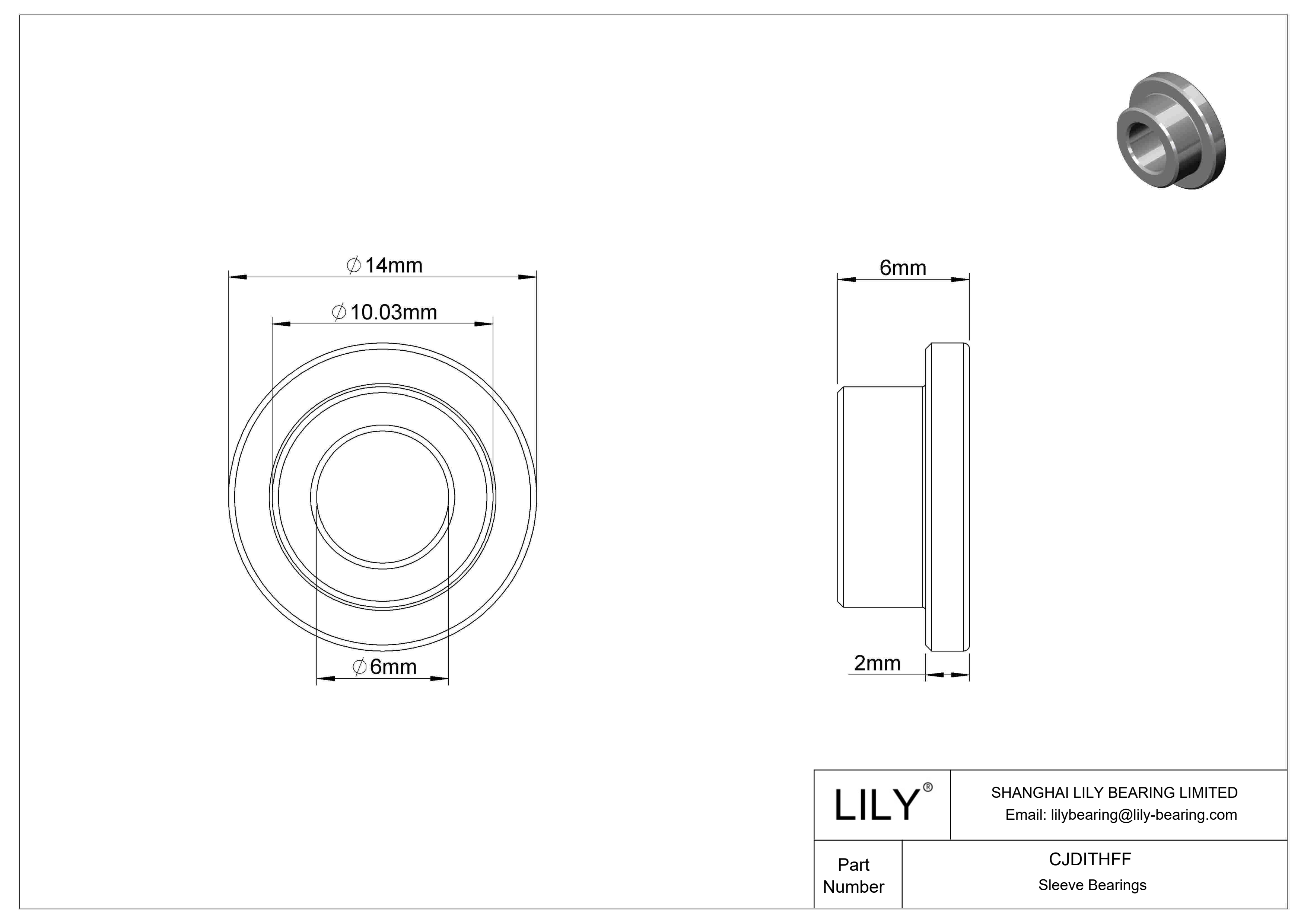 CJDITHFF High-Load Oil-Embedded Flanged Sleeve Bearings cad drawing