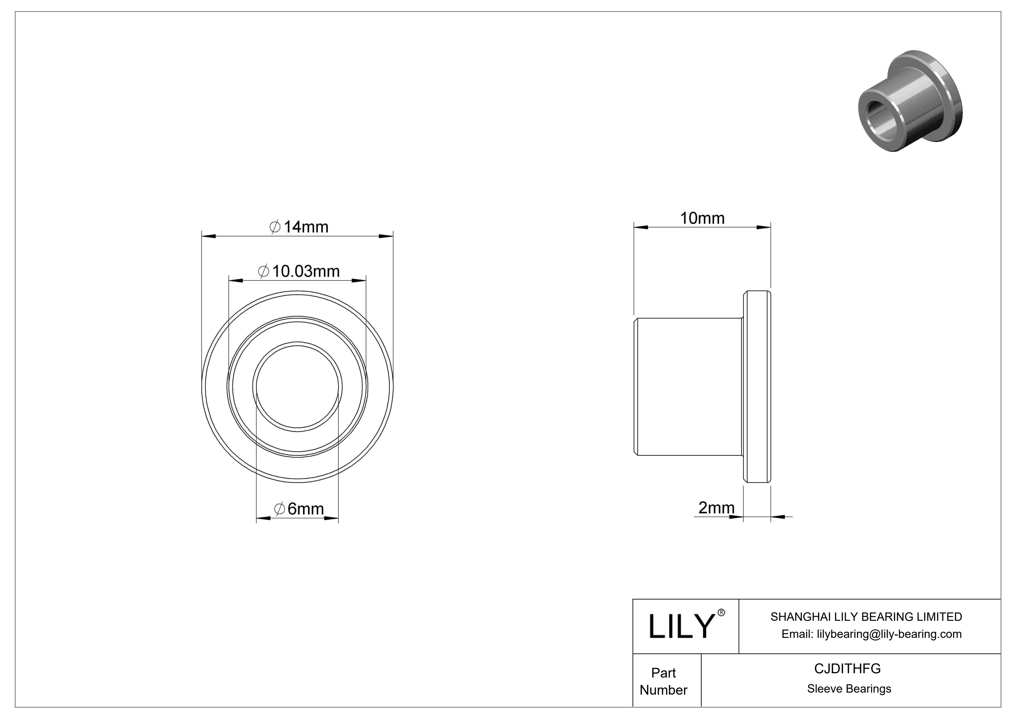 CJDITHFG Casquillos de fricción con pestaña lubricados con aceite para cargas elevadas cad drawing