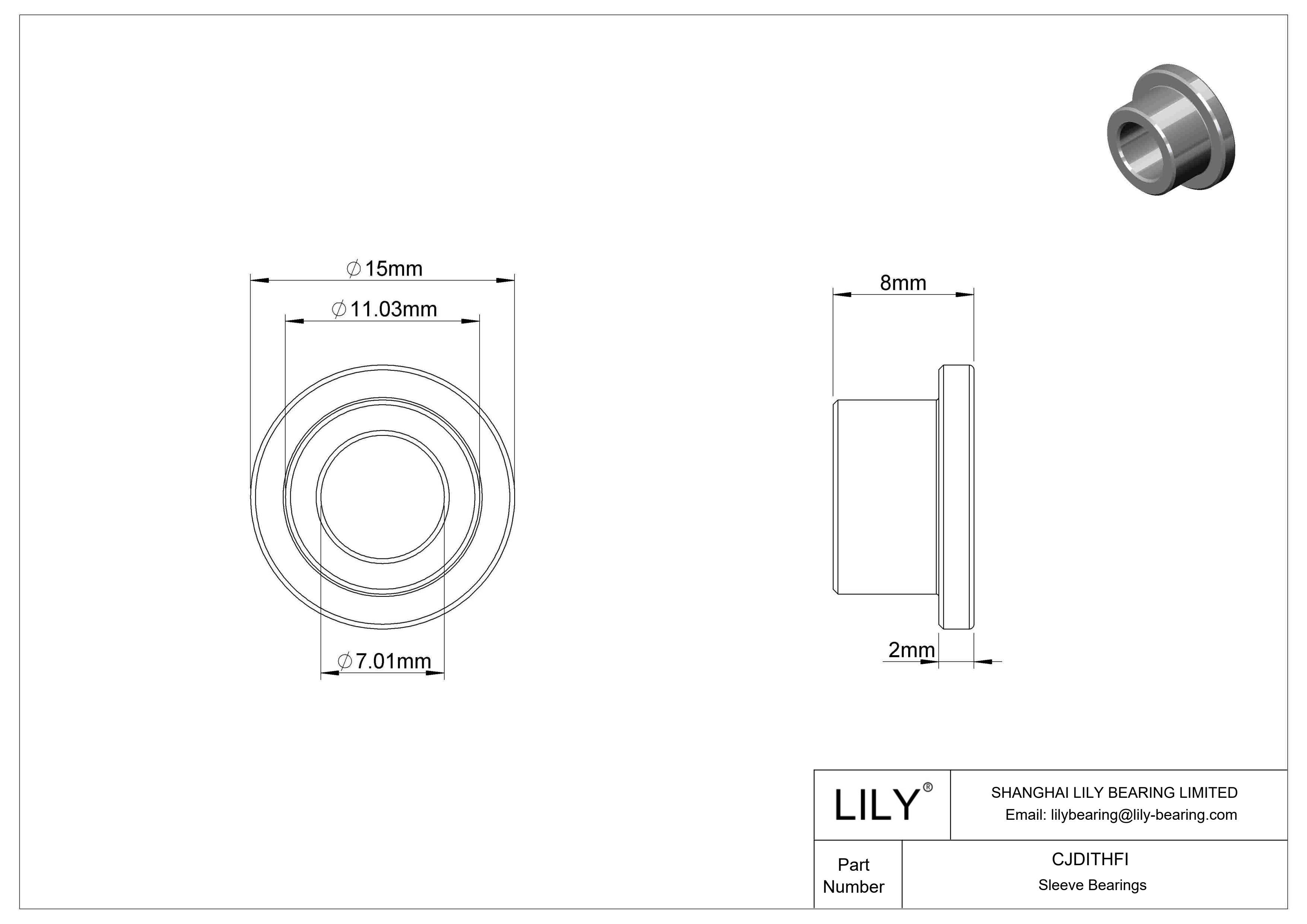 CJDITHFI High-Load Oil-Embedded Flanged Sleeve Bearings cad drawing