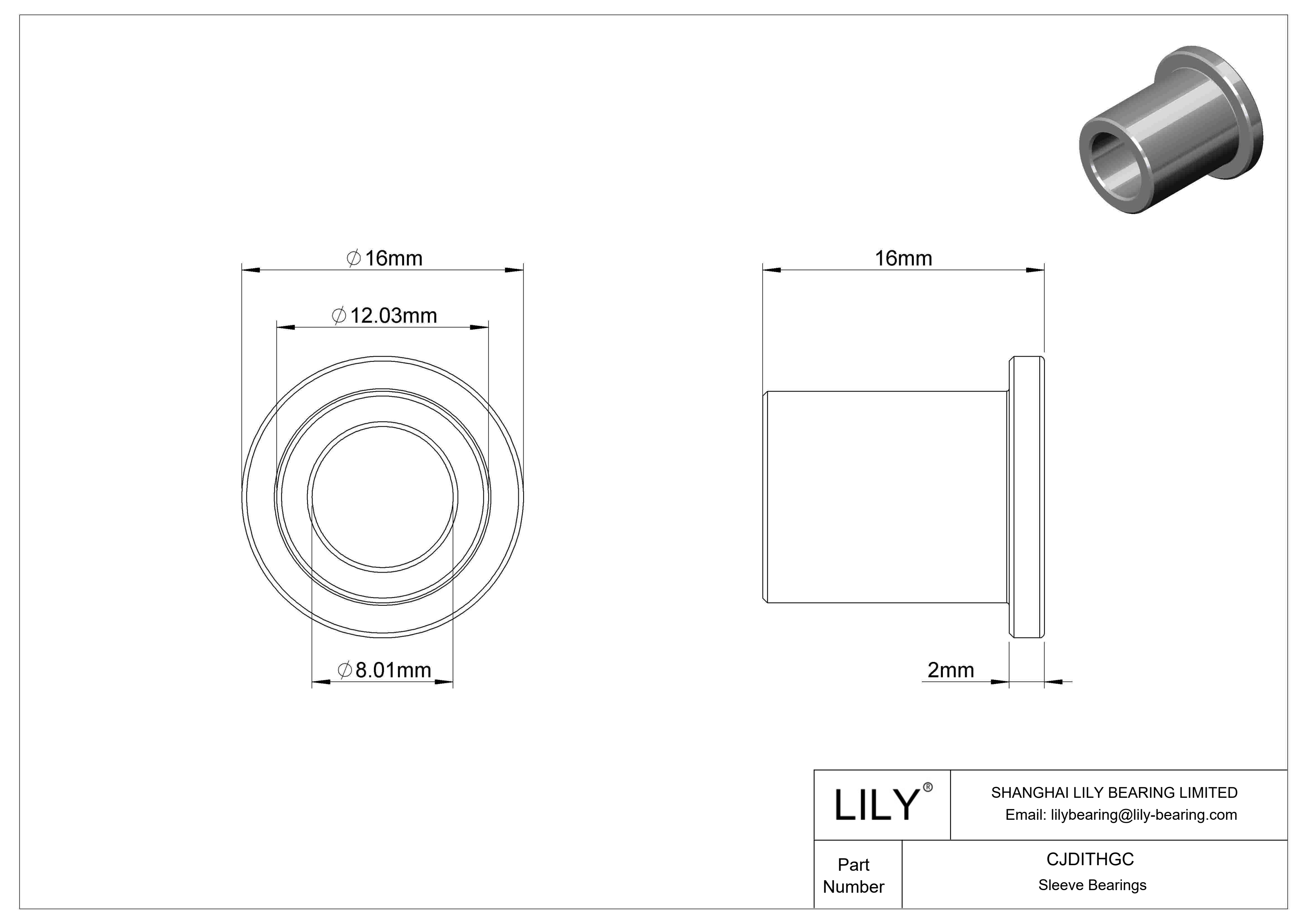 CJDITHGC Casquillos de fricción con pestaña lubricados con aceite para cargas elevadas cad drawing