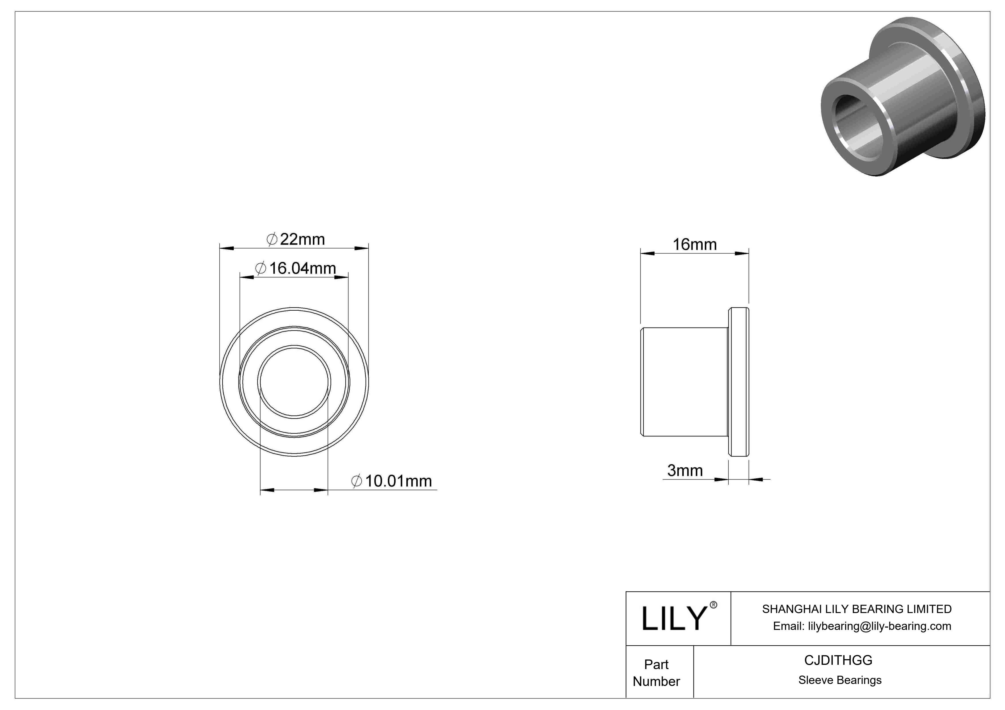 CJDITHGG High-Load Oil-Embedded Flanged Sleeve Bearings cad drawing