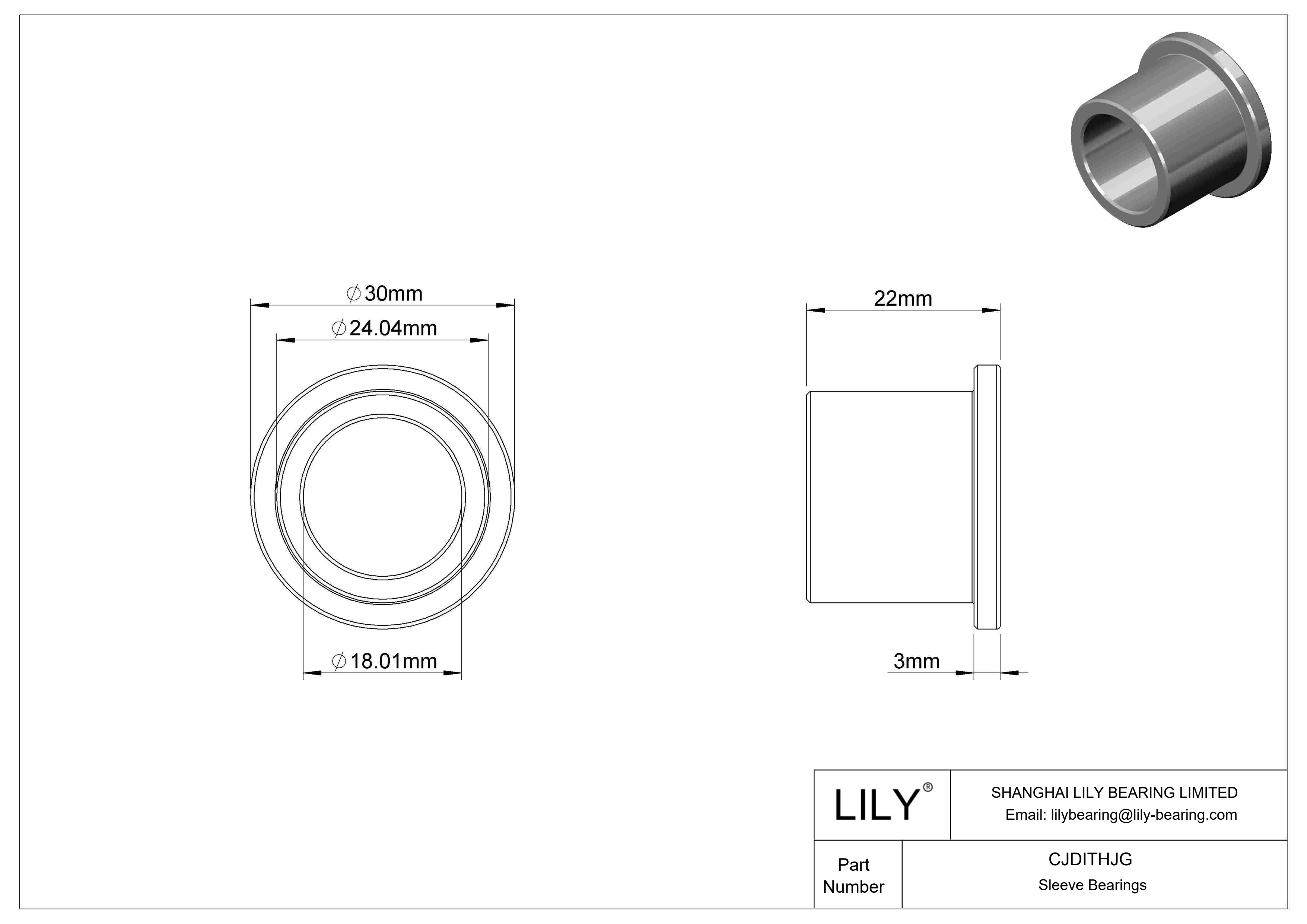 CJDITHJG High-Load Oil-Embedded Flanged Sleeve Bearings cad drawing