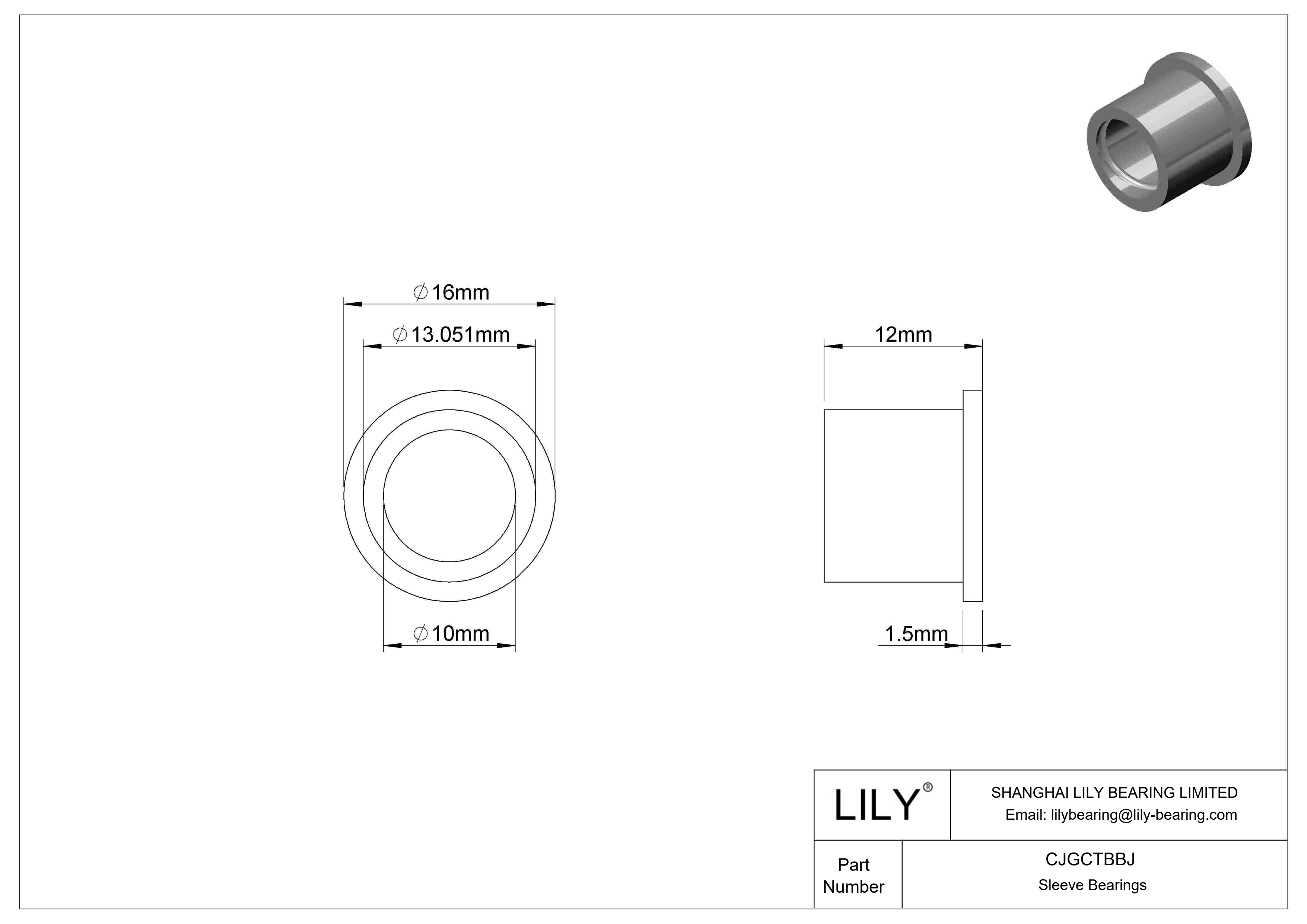 CJGCTBBJ Cojinetes de fricción con pestaña de funcionamiento en seco a alta temperatura cad drawing