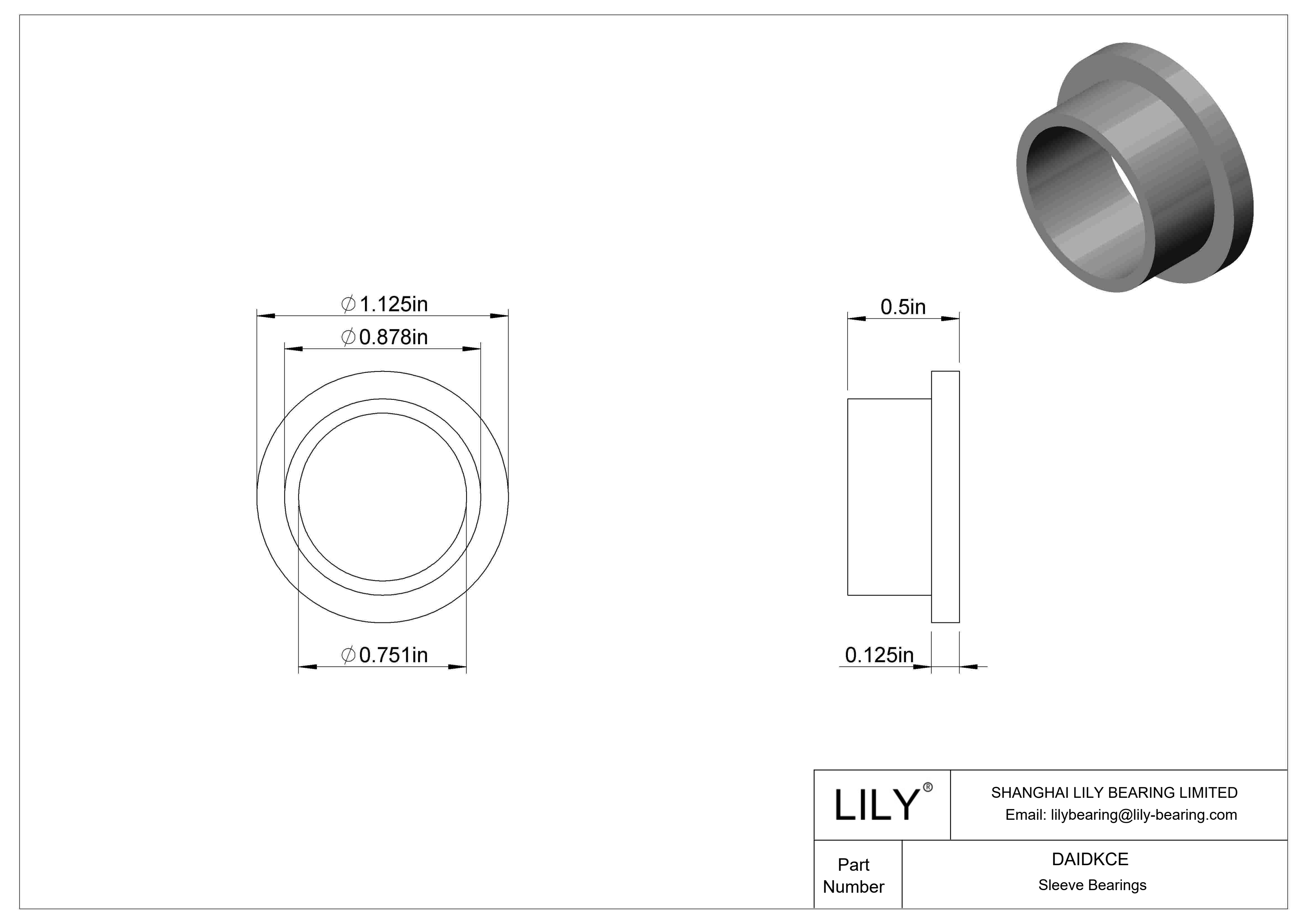 DAIDKCE 高负荷食品工业用油浸式法兰滑动轴承 cad drawing