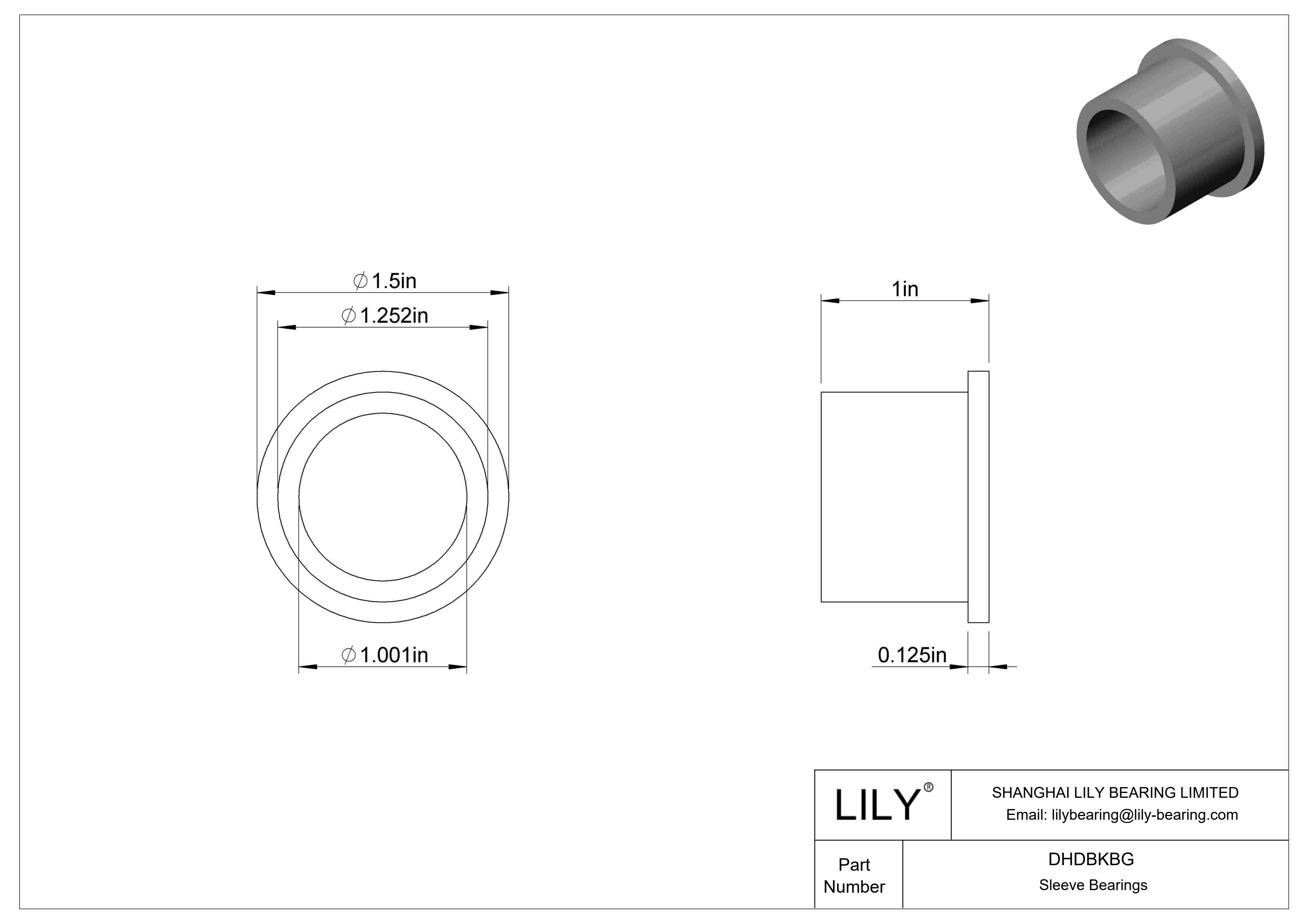 DHDBKBG High-Load Oil-Embedded Flanged Sleeve Bearings cad drawing