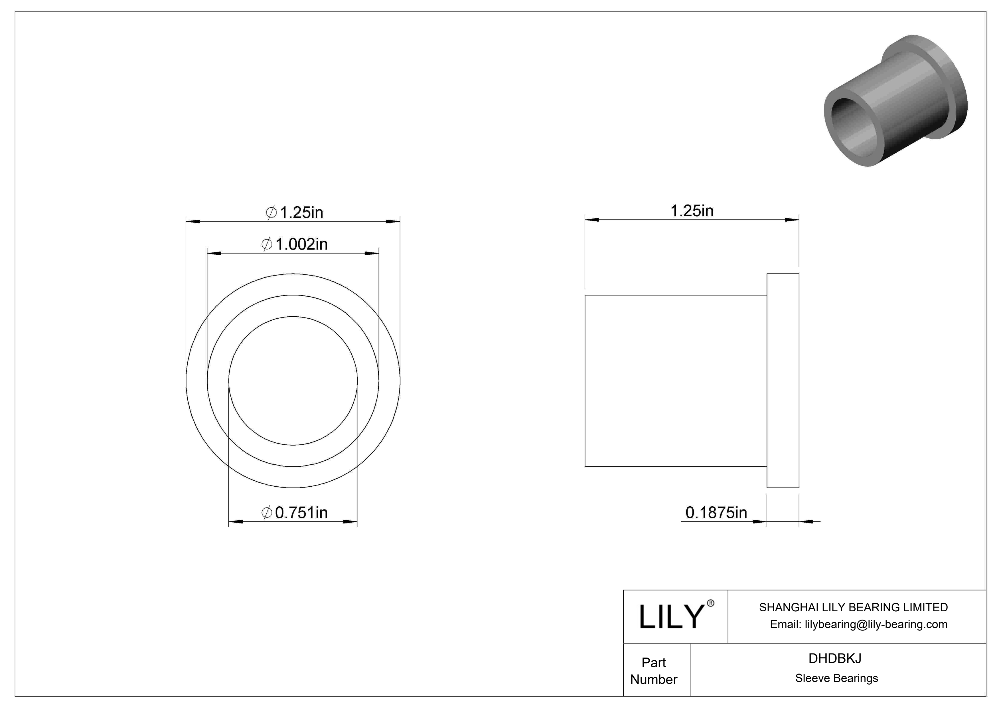 DHDBKJ High-Load Oil-Embedded Flanged Sleeve Bearings cad drawing