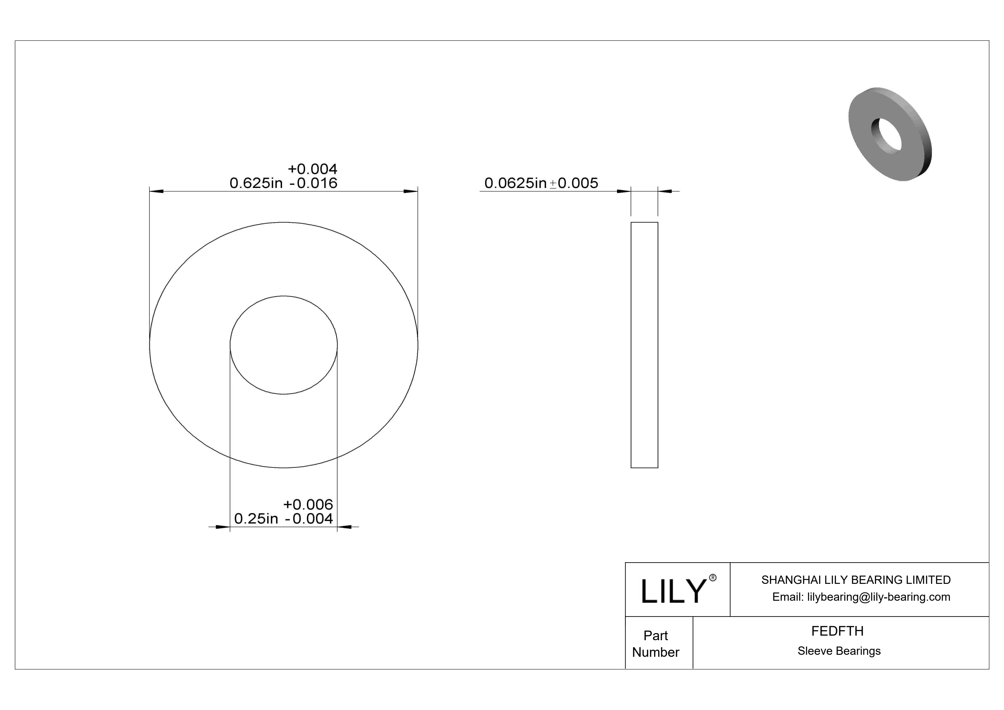 FEDFTH 高负荷食品工业用油浸式推力轴承 cad drawing