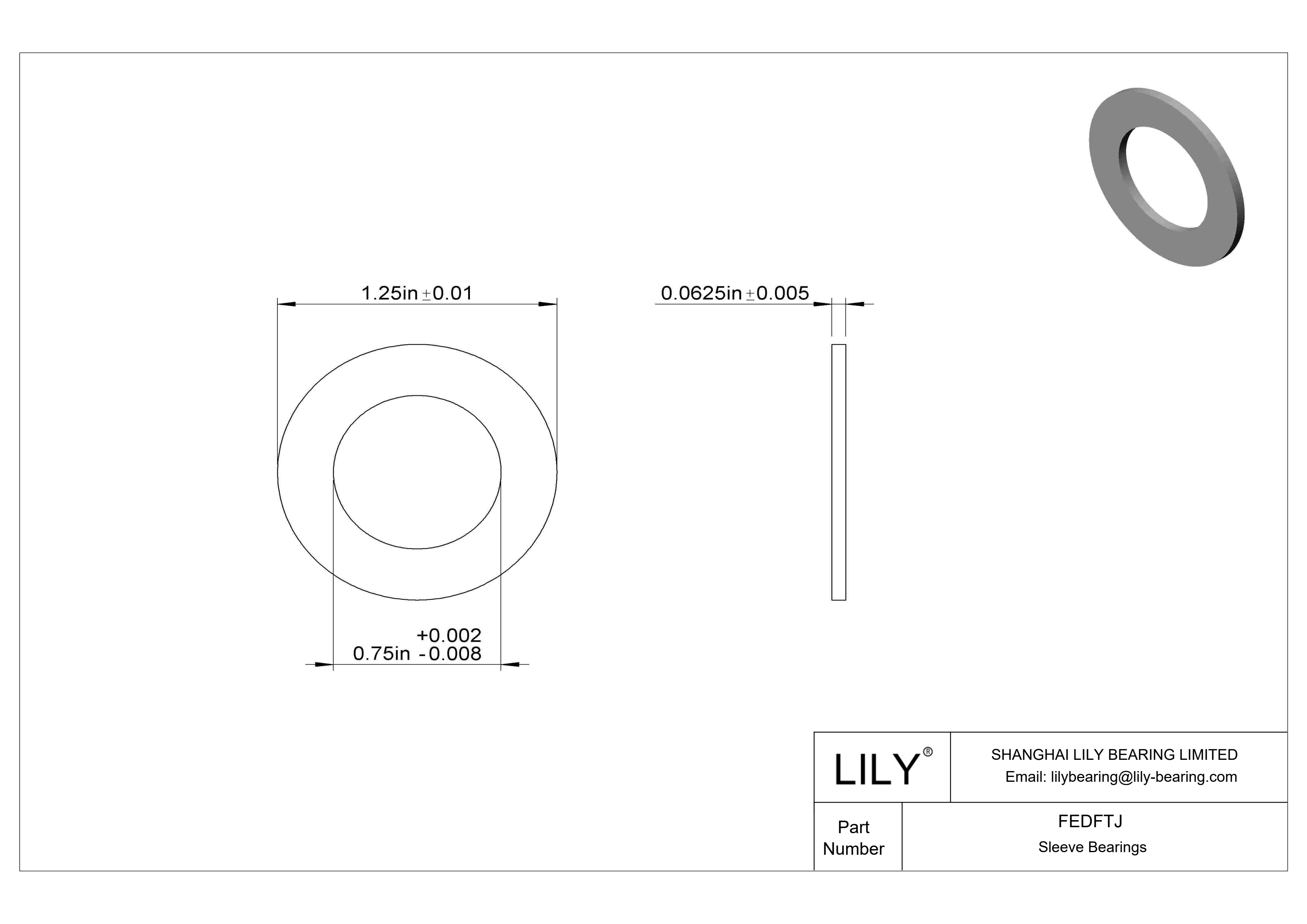 FEDFTJ 高负荷食品工业用油浸式推力轴承 cad drawing