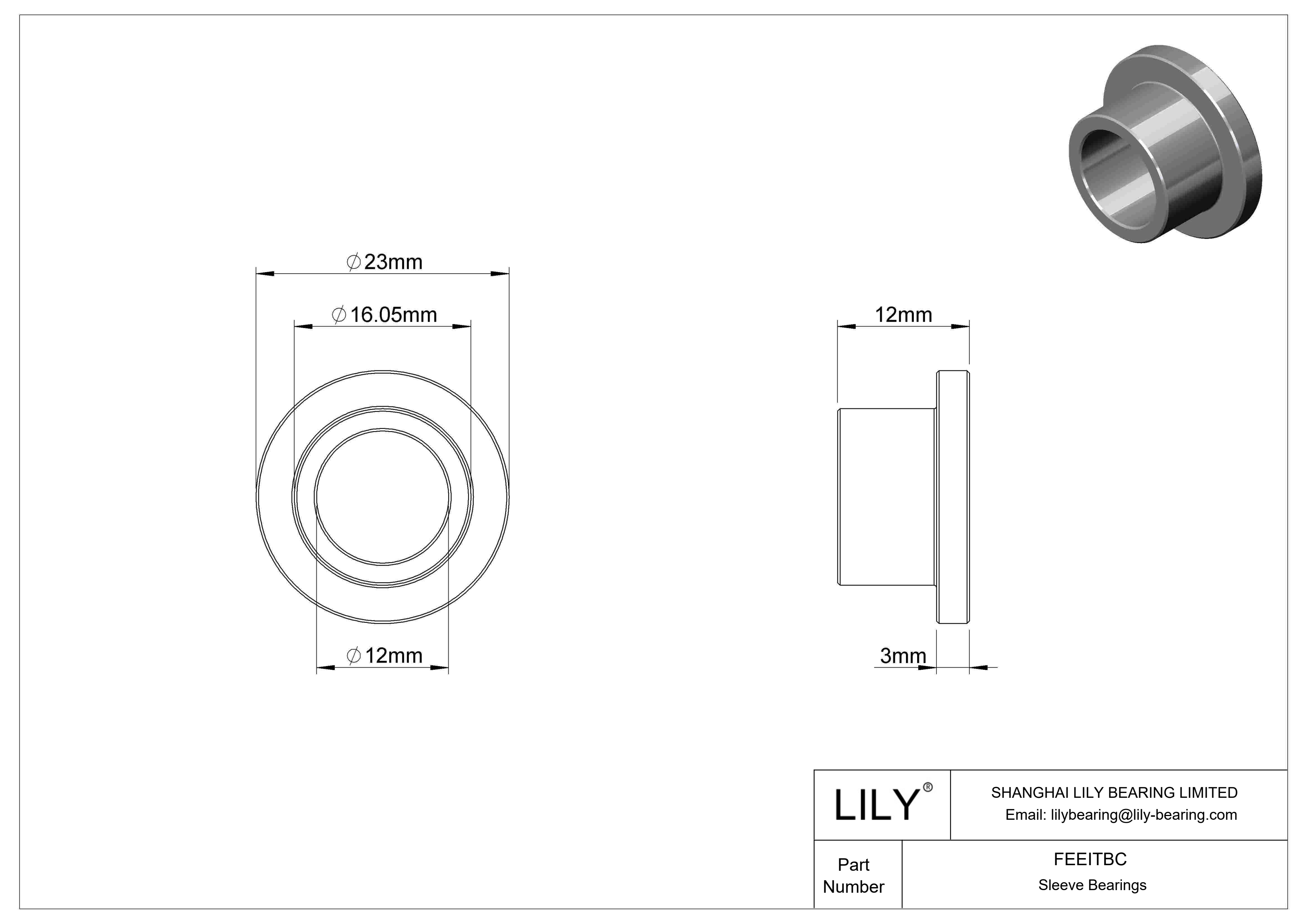 FEEITBC 多用途法兰滑动轴承 cad drawing