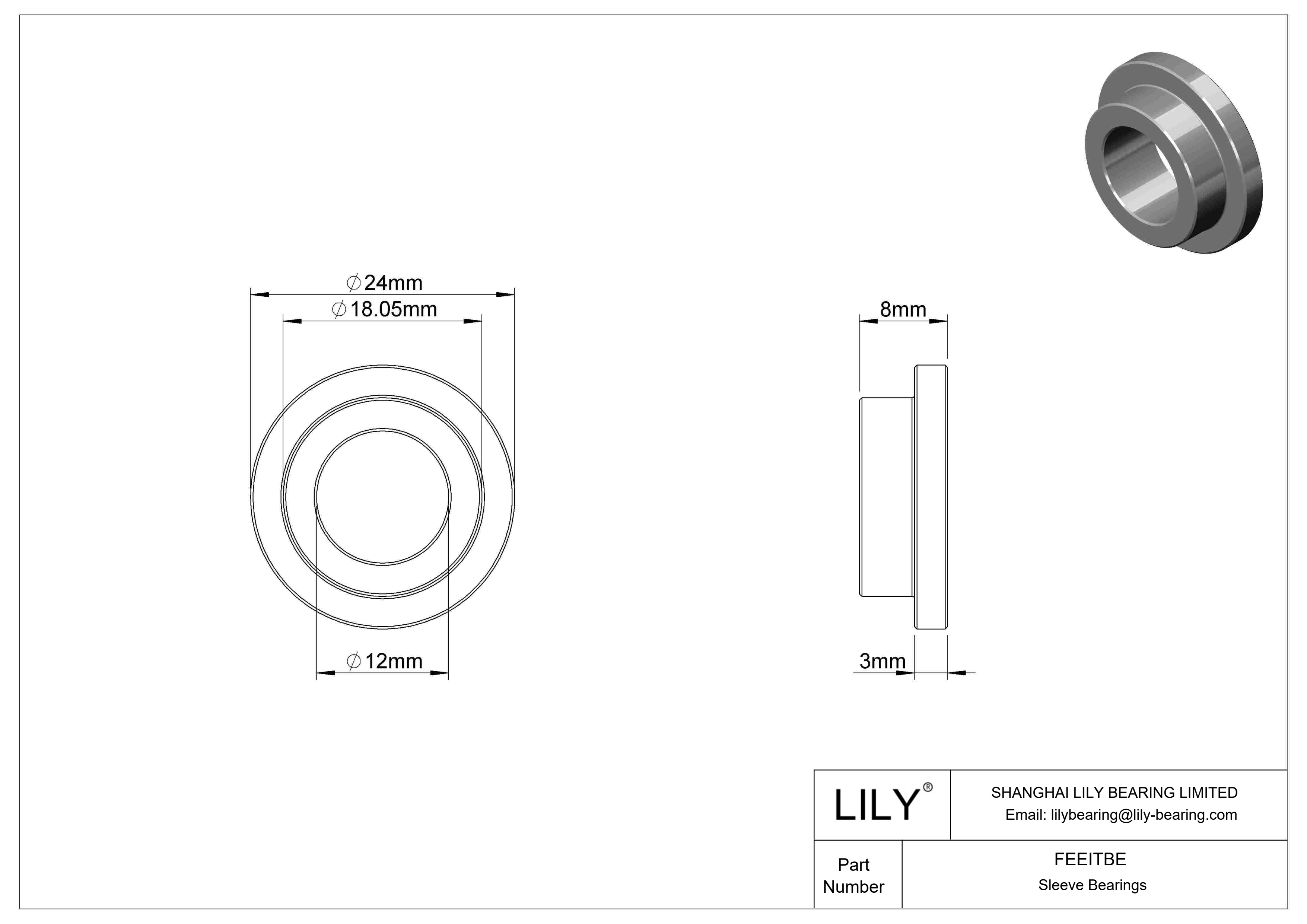 FEEITBE 多用途法兰滑动轴承 cad drawing