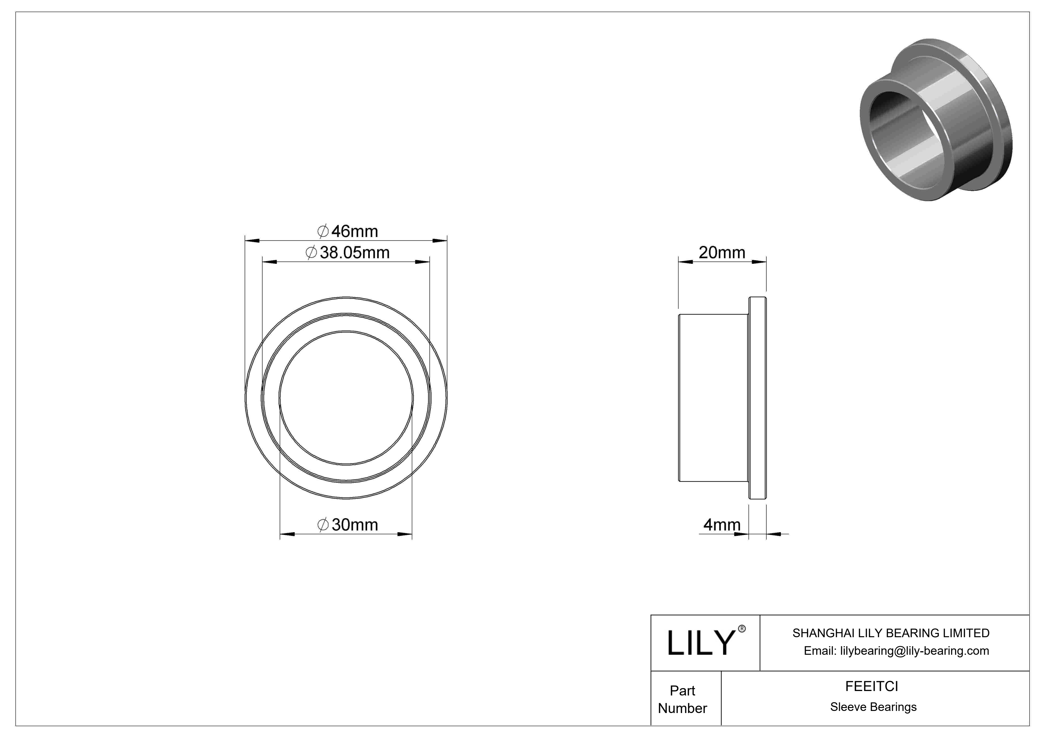 FEEITCI 多用途法兰滑动轴承 cad drawing