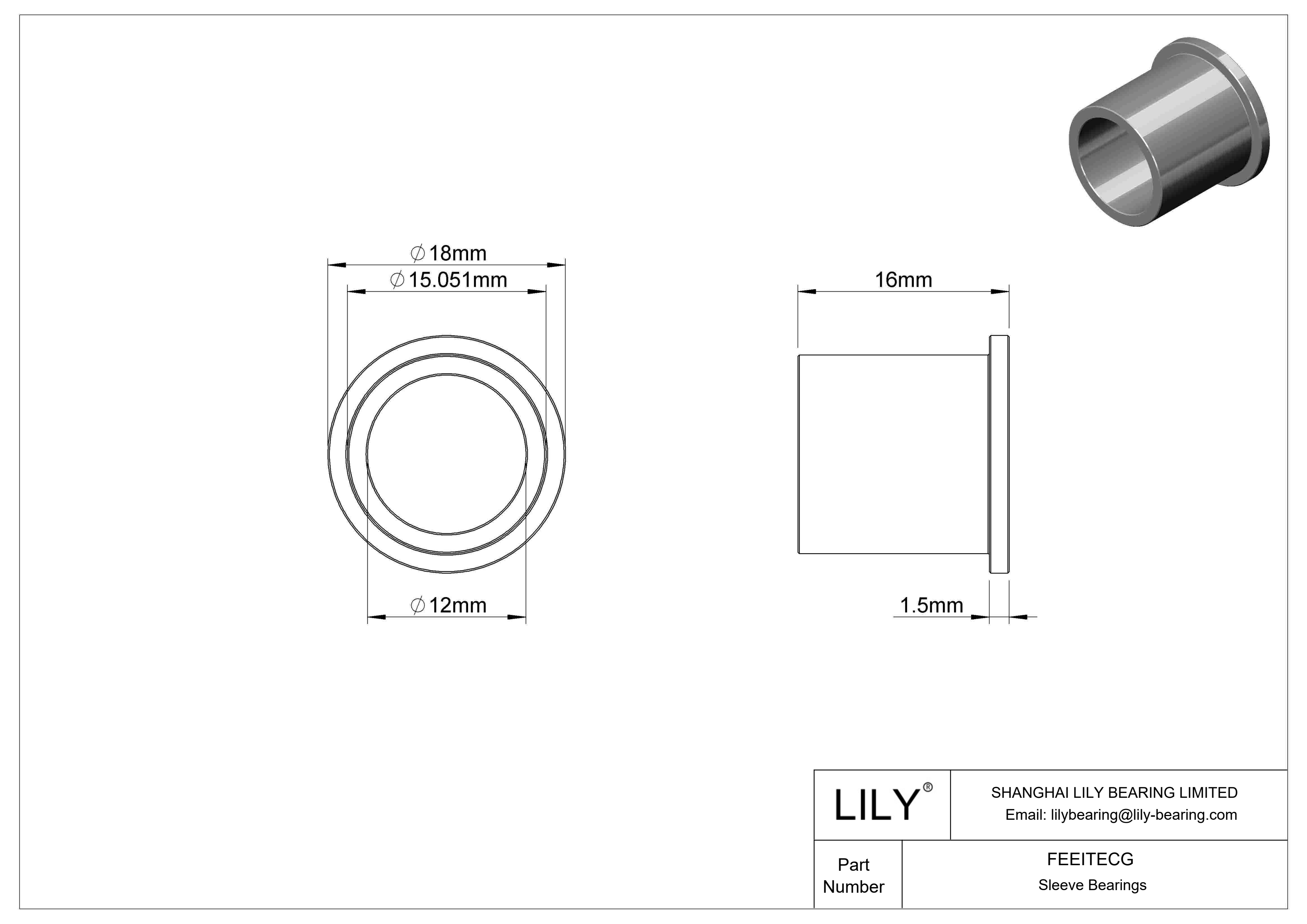 FEEITECG 多用途法兰滑动轴承 cad drawing