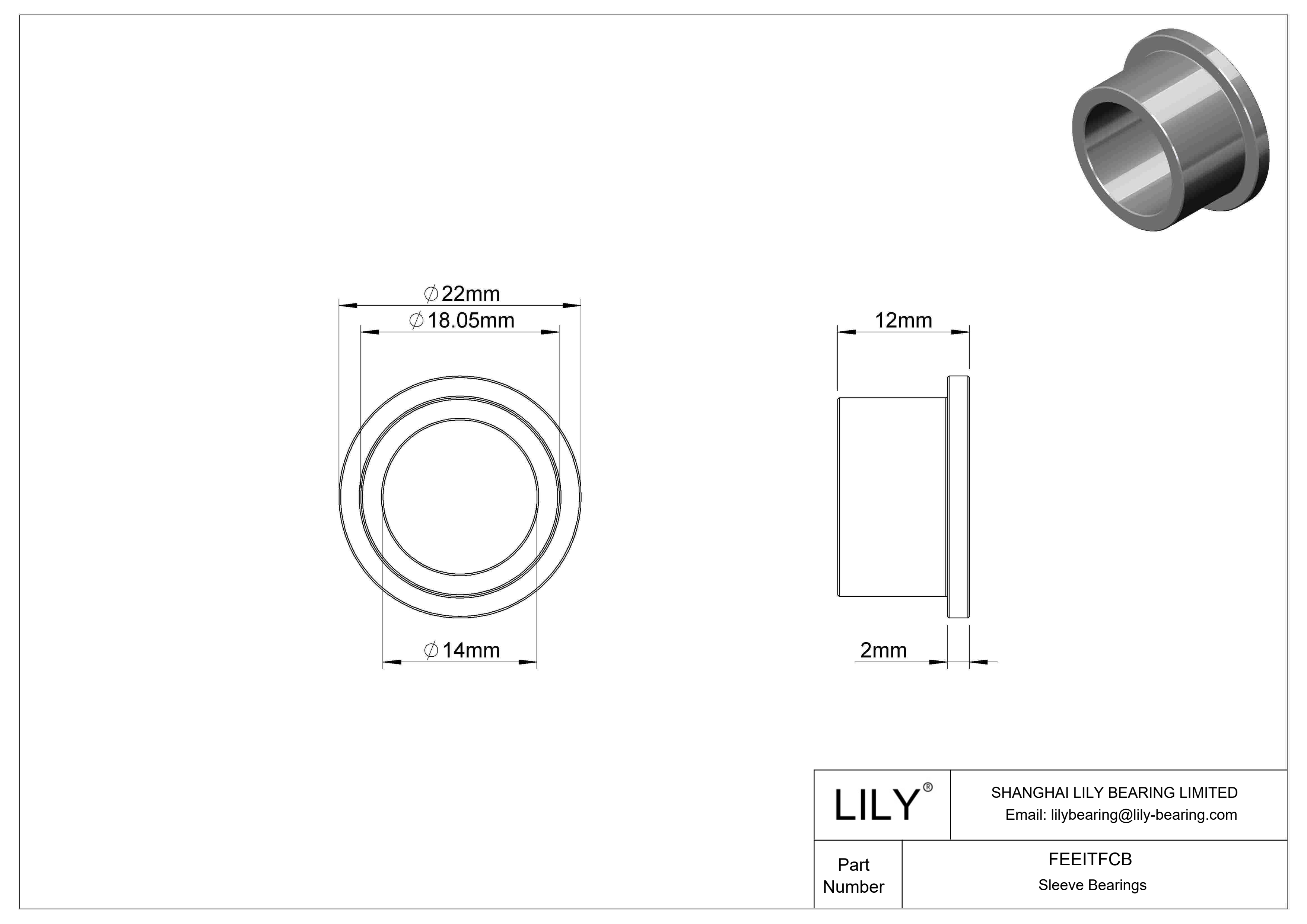 FEEITFCB 多用途法兰滑动轴承 cad drawing