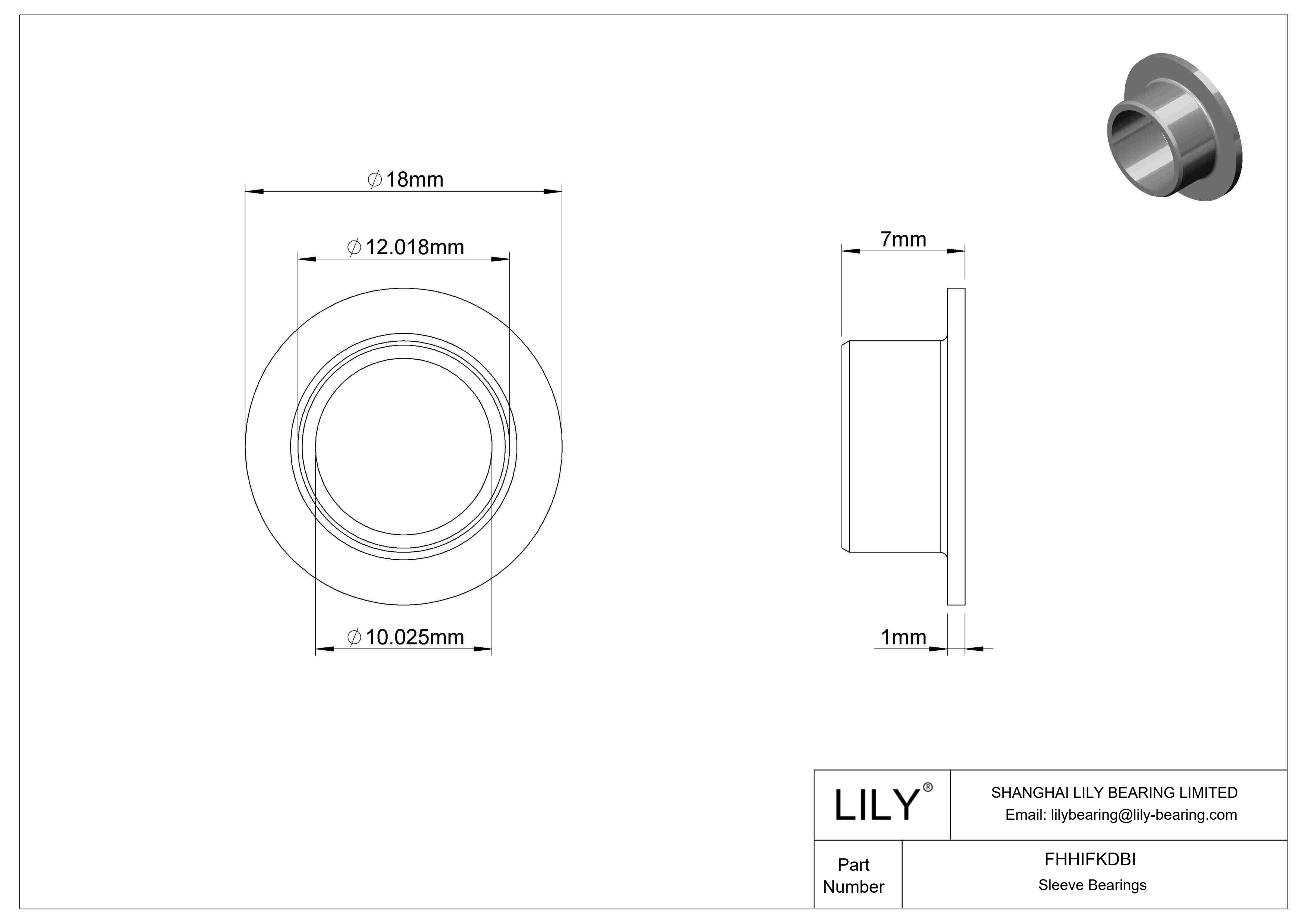 FHHIFKDBI Industria alimentaria Rodamientos de manguito con brida de funcionamiento en seco cad drawing