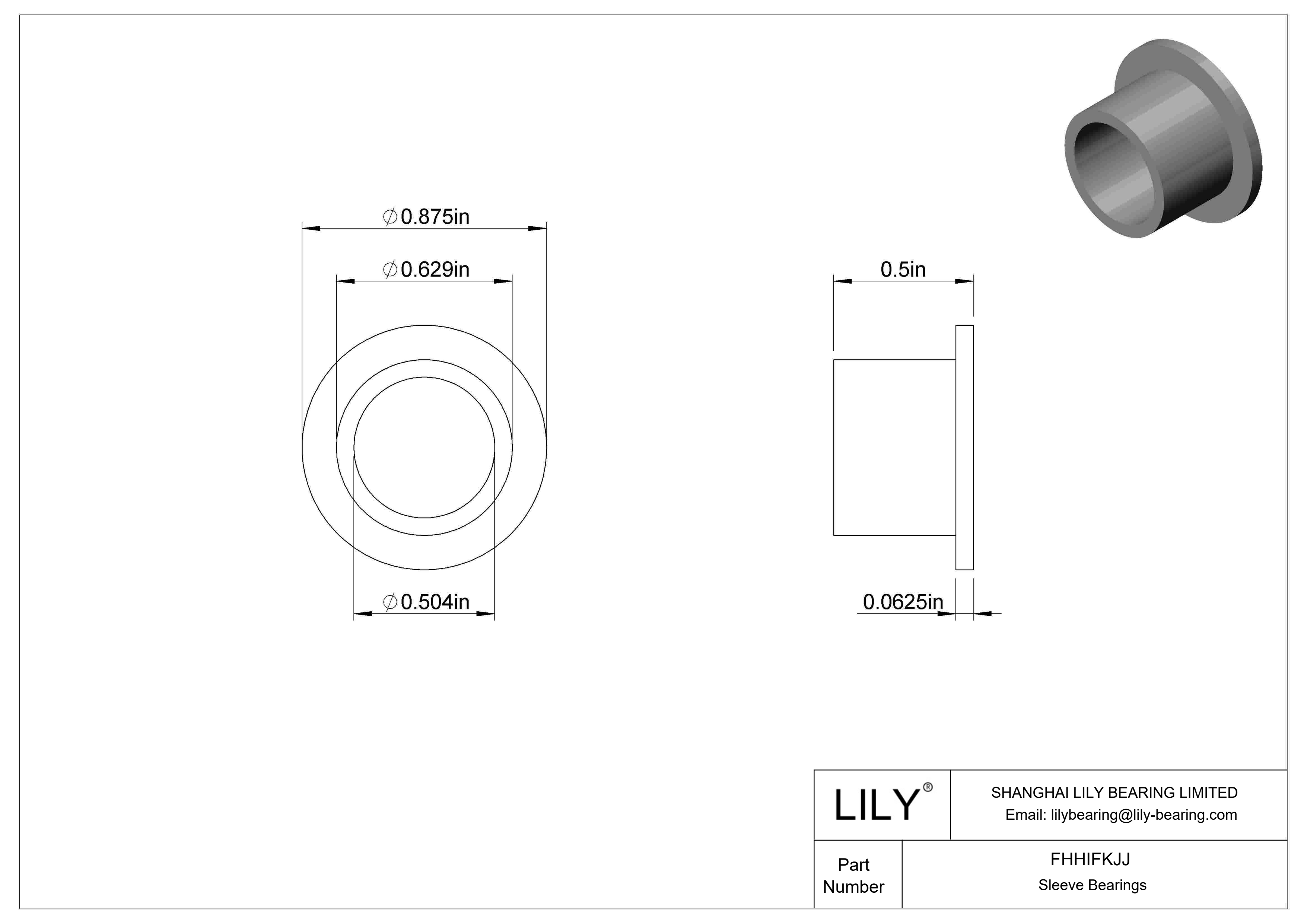 FHHIFKJJ Food Industry Dry-Running Flanged Sleeve Bearings cad drawing