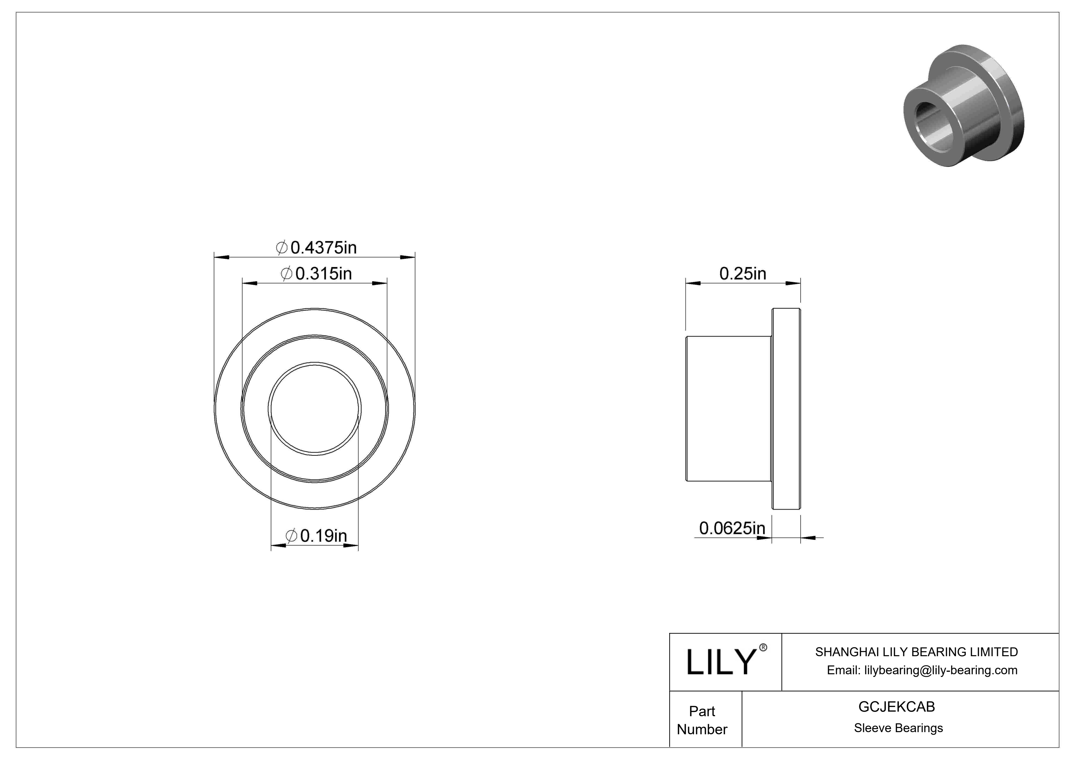 GCJEKCAB Light Duty Dry-Running Flanged Sleeve Bearings cad drawing