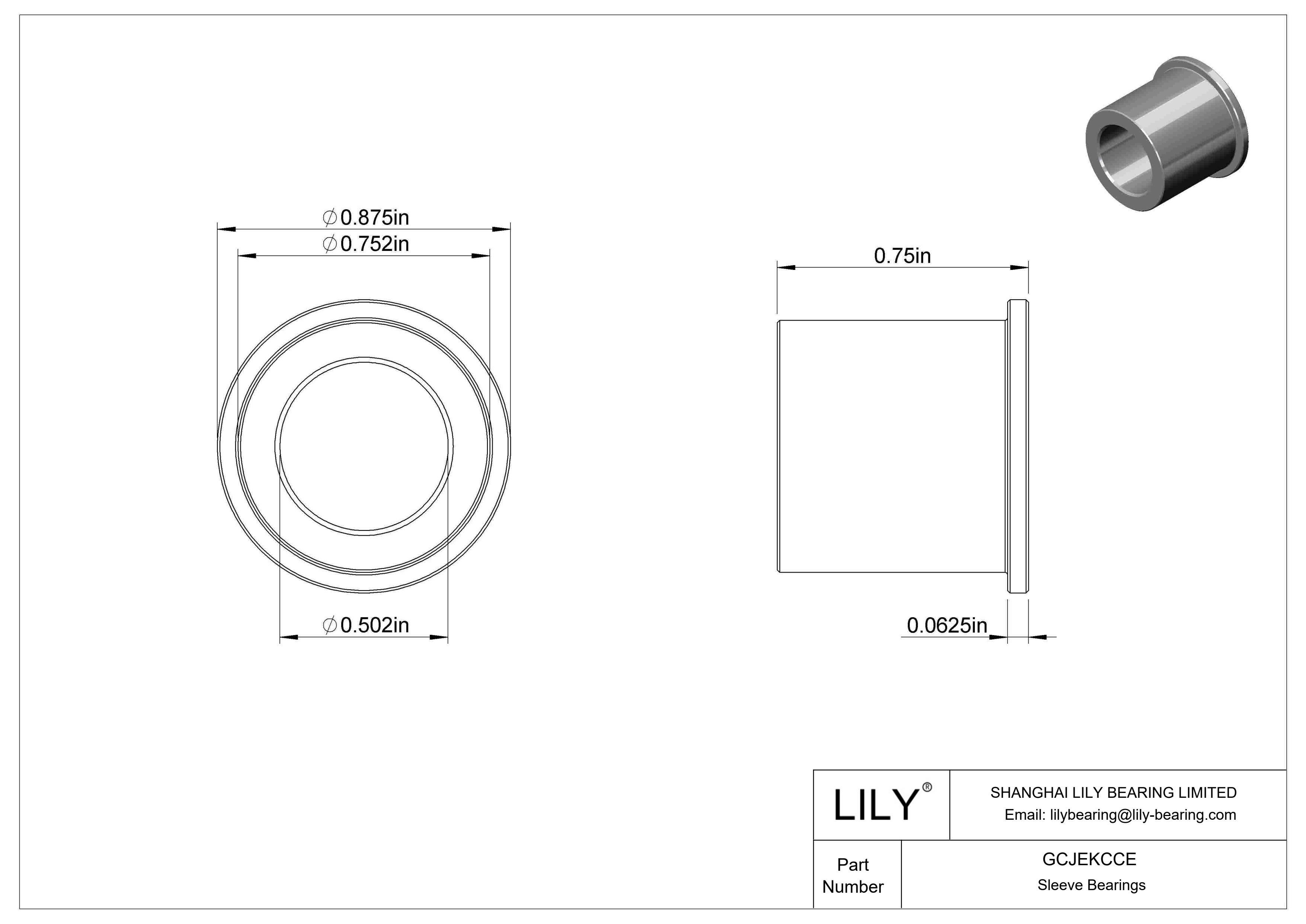 GCJEKCCE Rodamientos de manguito con brida de funcionamiento en seco para cargas ligeras cad drawing