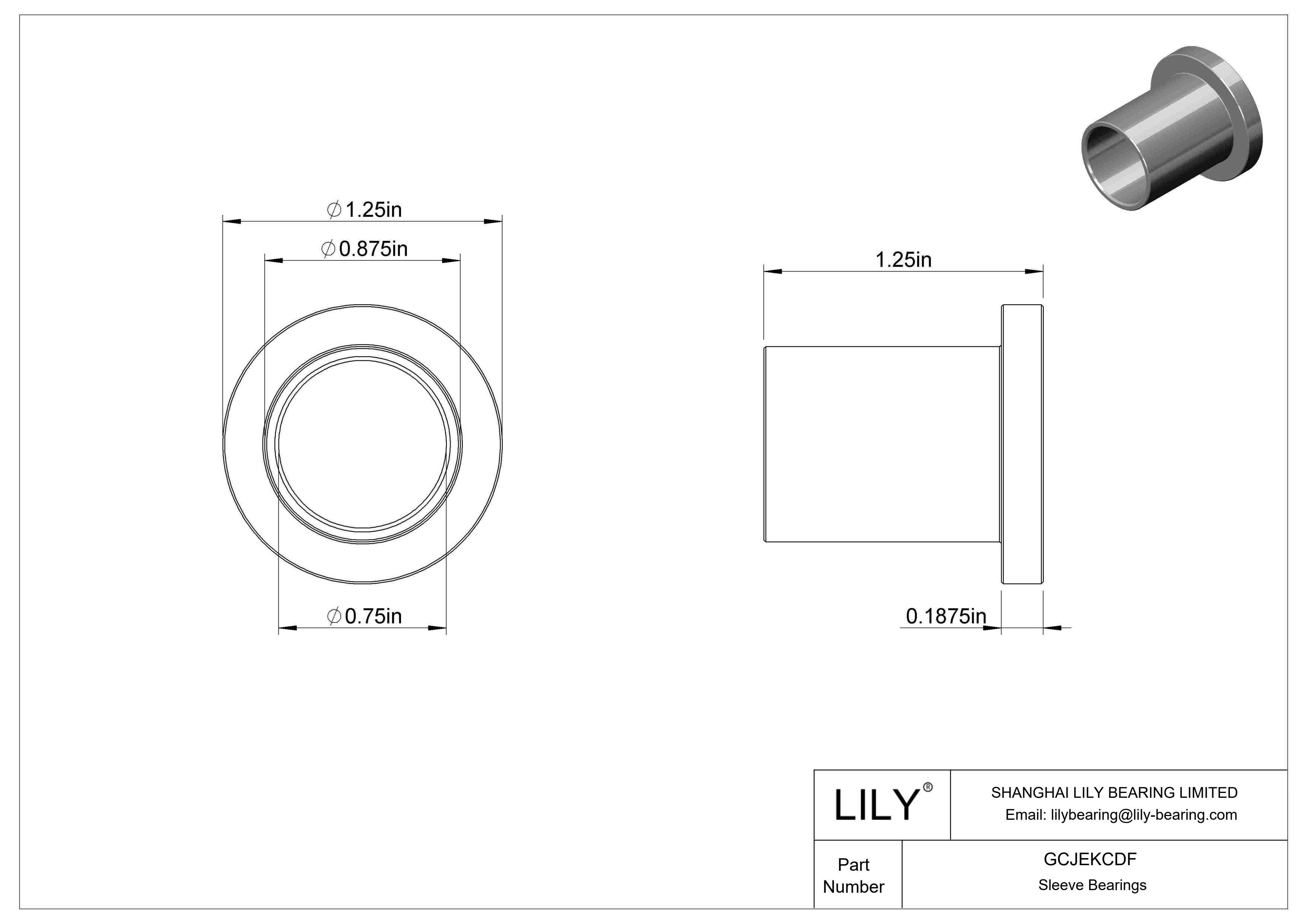 GCJEKCDF Rodamientos de manguito con brida de funcionamiento en seco para cargas ligeras cad drawing