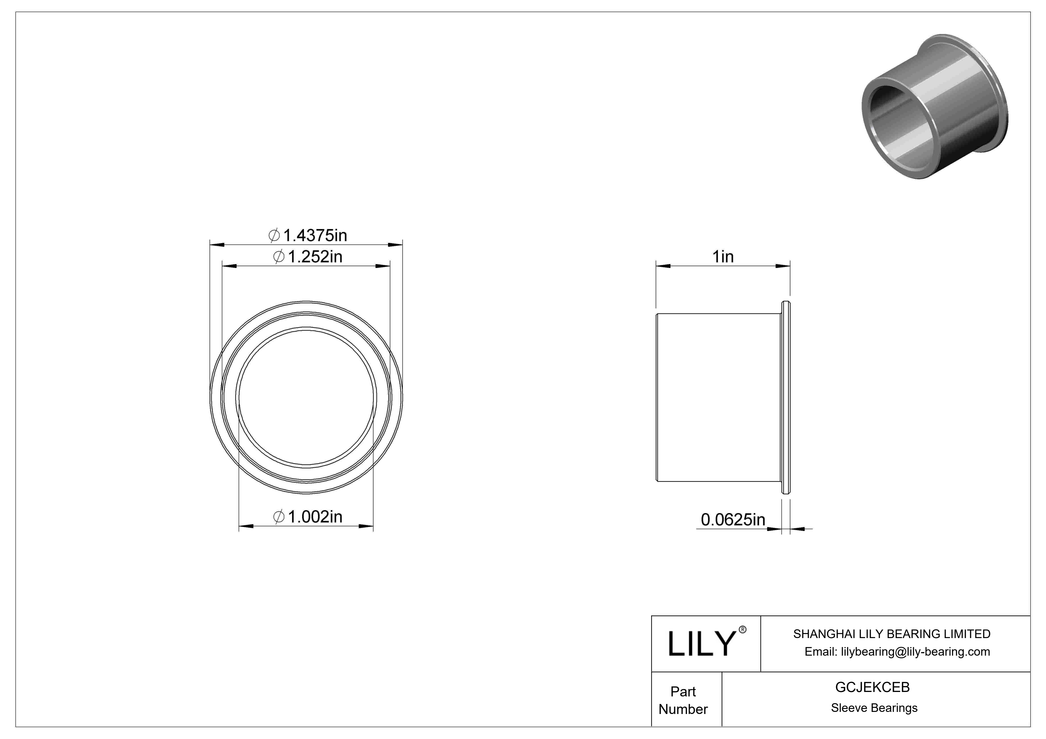 GCJEKCEB Rodamientos de manguito con brida de funcionamiento en seco para cargas ligeras cad drawing