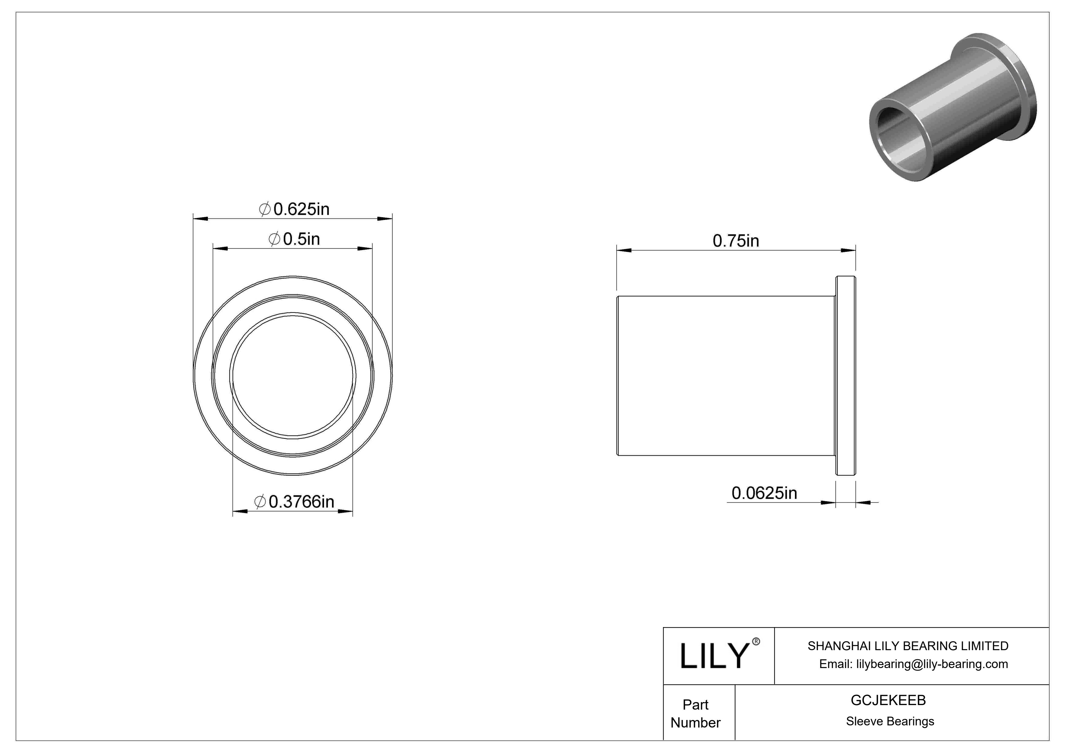 GCJEKEEB Light Duty Dry-Running Flanged Sleeve Bearings cad drawing