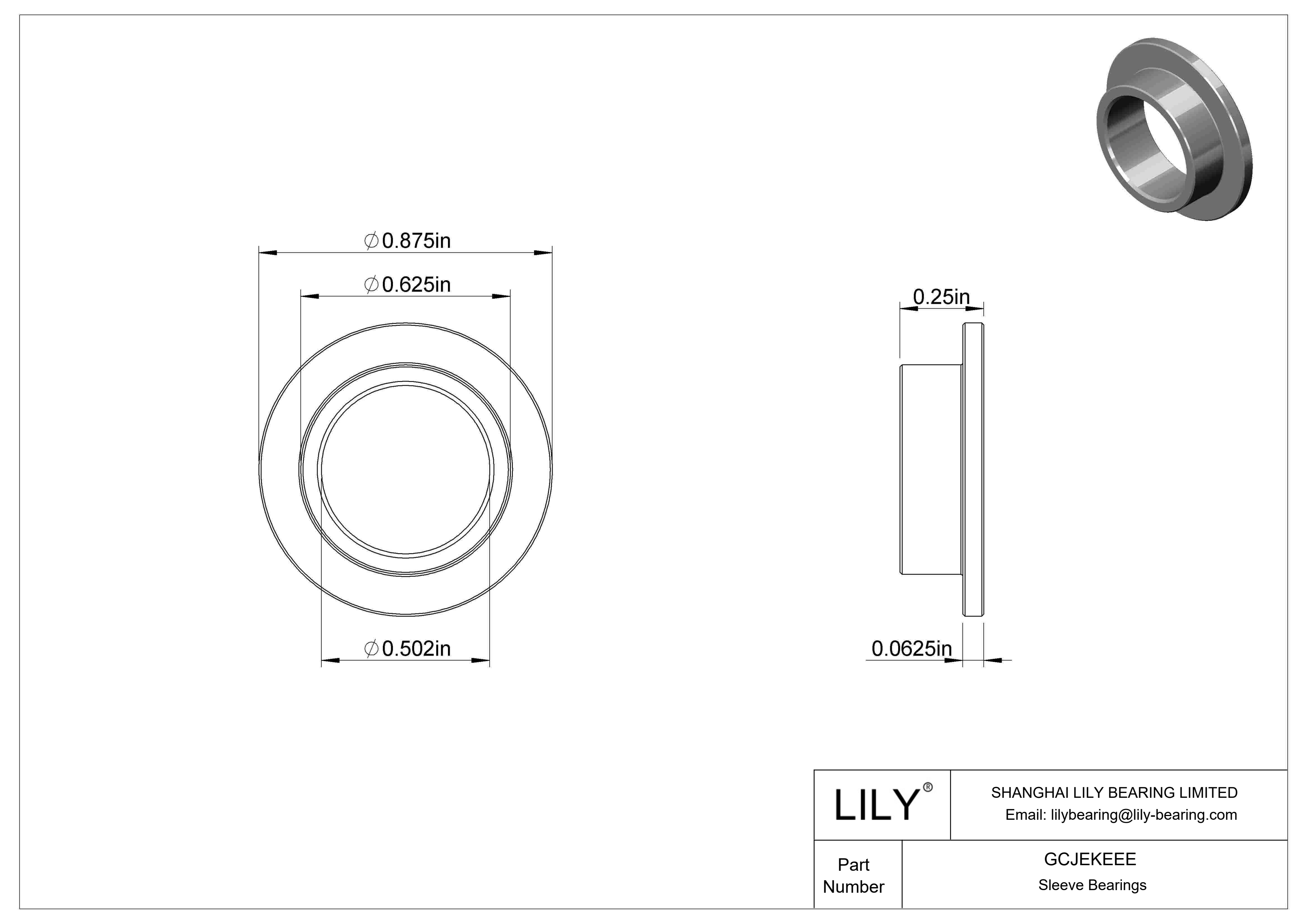 GCJEKEEE 轻载干运转法兰滑动轴承 cad drawing