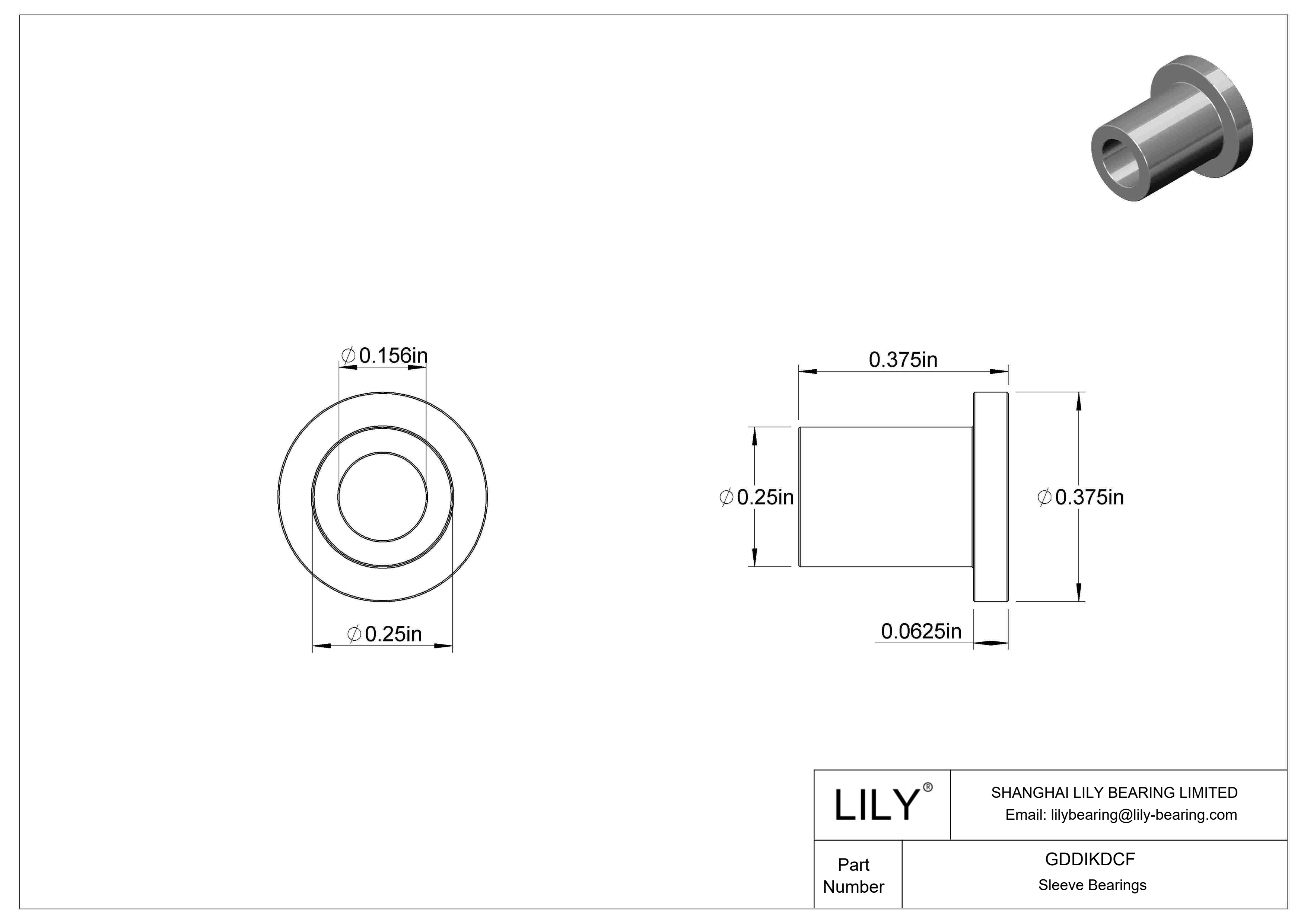 GDDIKDCF Rodamientos de manguito con pestaña lubricados con aceite cad drawing