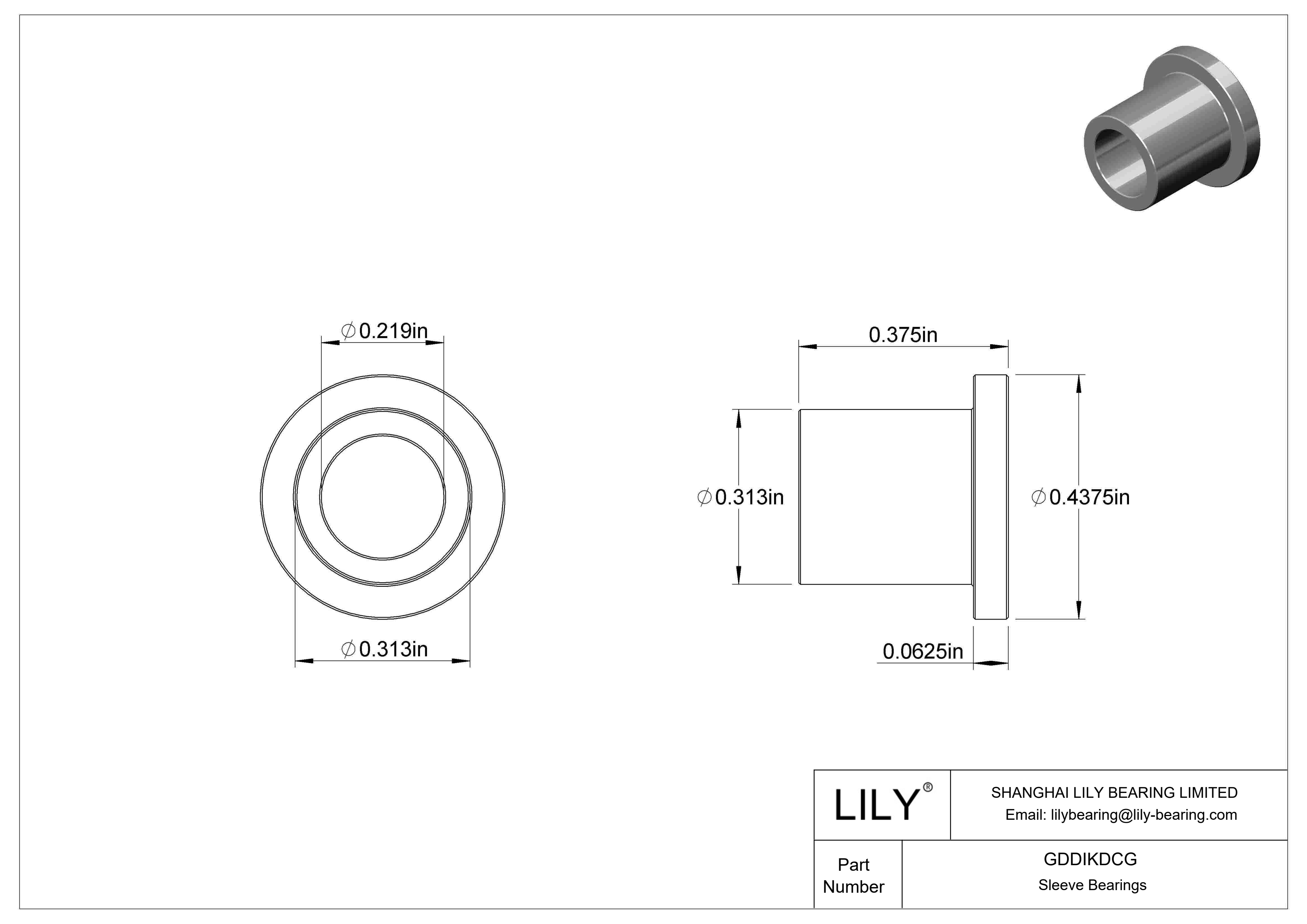 GDDIKDCG Rodamientos de manguito con pestaña lubricados con aceite cad drawing