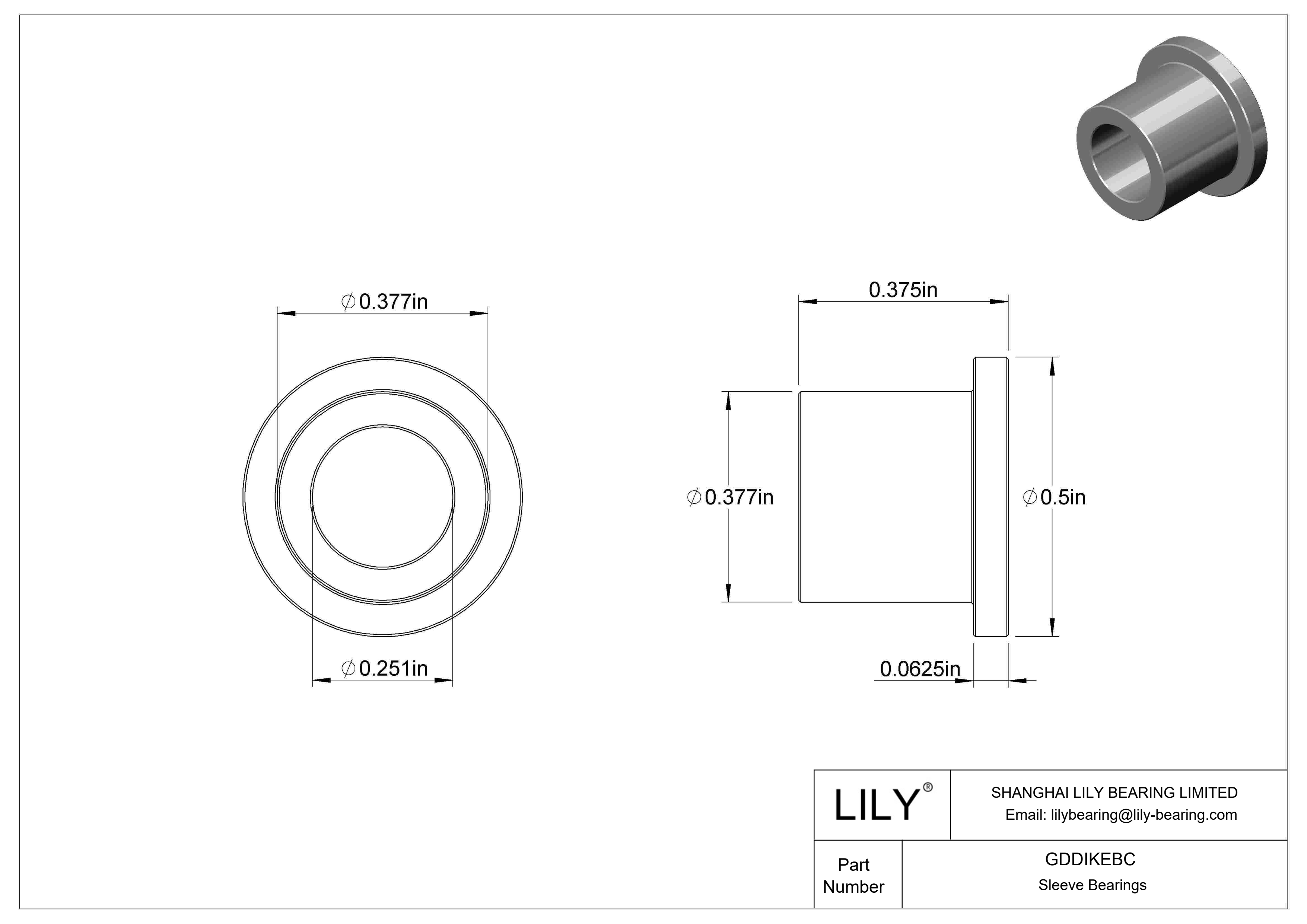 GDDIKEBC Oil-Embedded Flanged Sleeve Bearings cad drawing