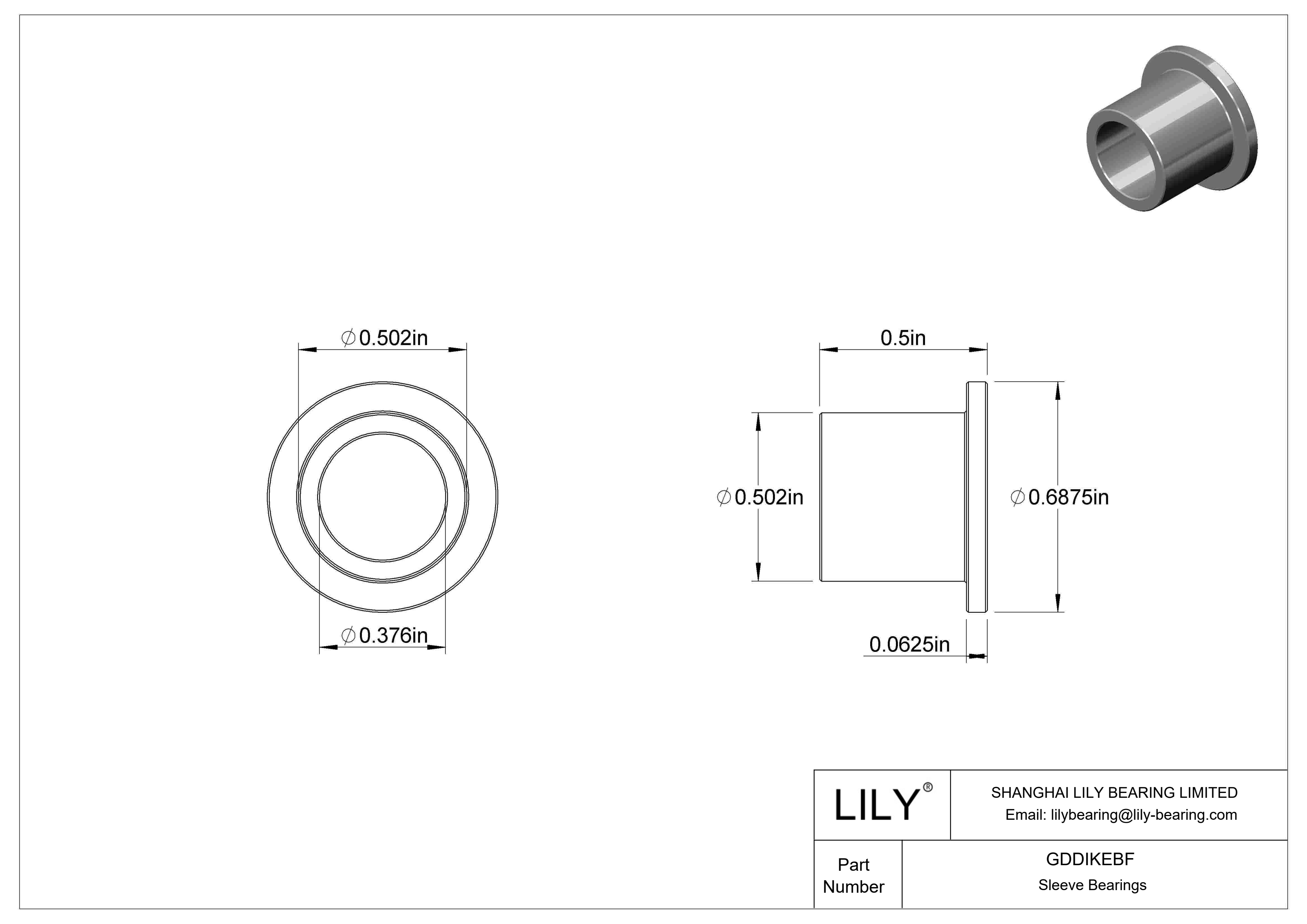 GDDIKEBF Rodamientos de manguito con pestaña lubricados con aceite cad drawing