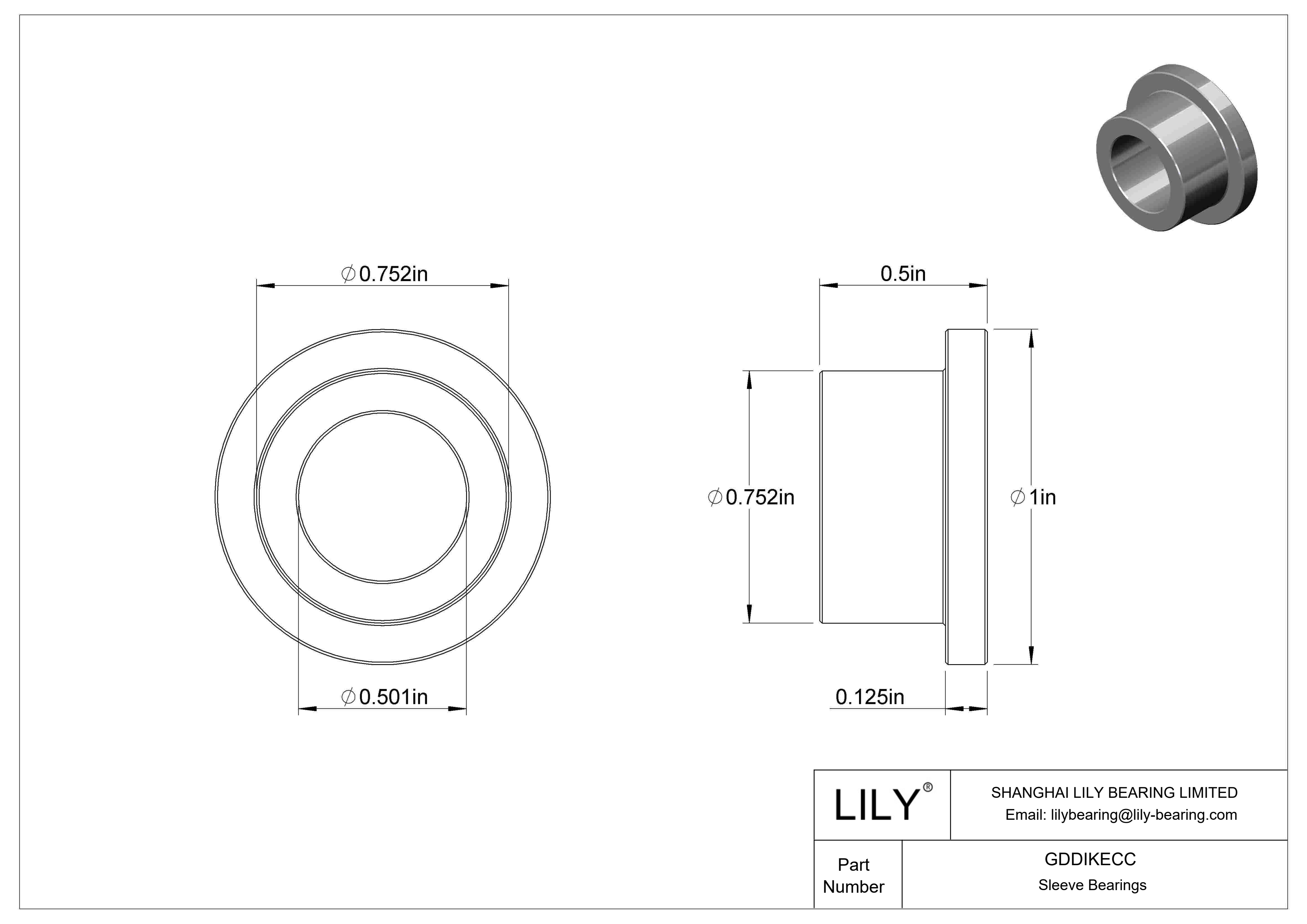 GDDIKECC Rodamientos de manguito con pestaña lubricados con aceite cad drawing