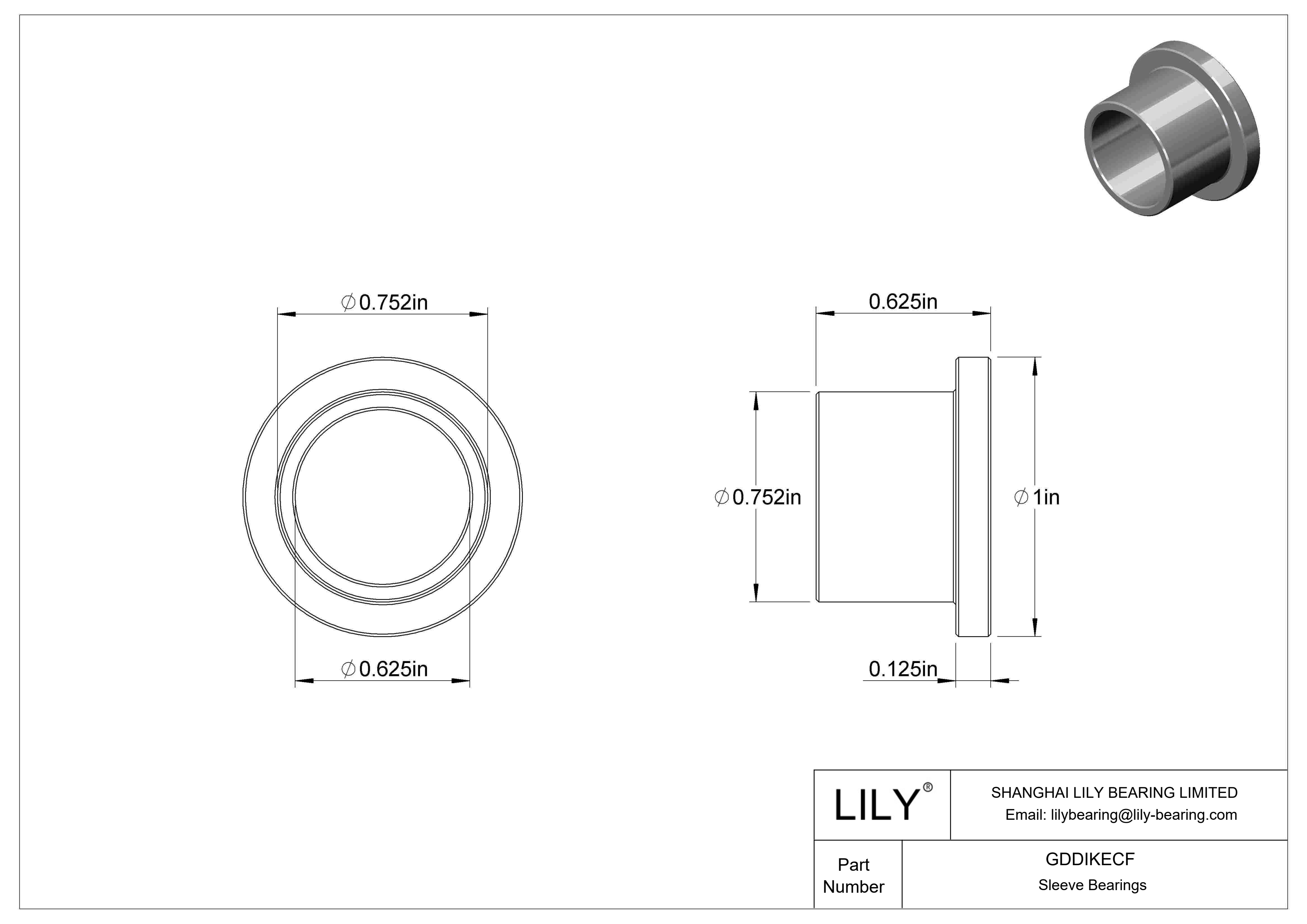 GDDIKECF Rodamientos de manguito con pestaña lubricados con aceite cad drawing