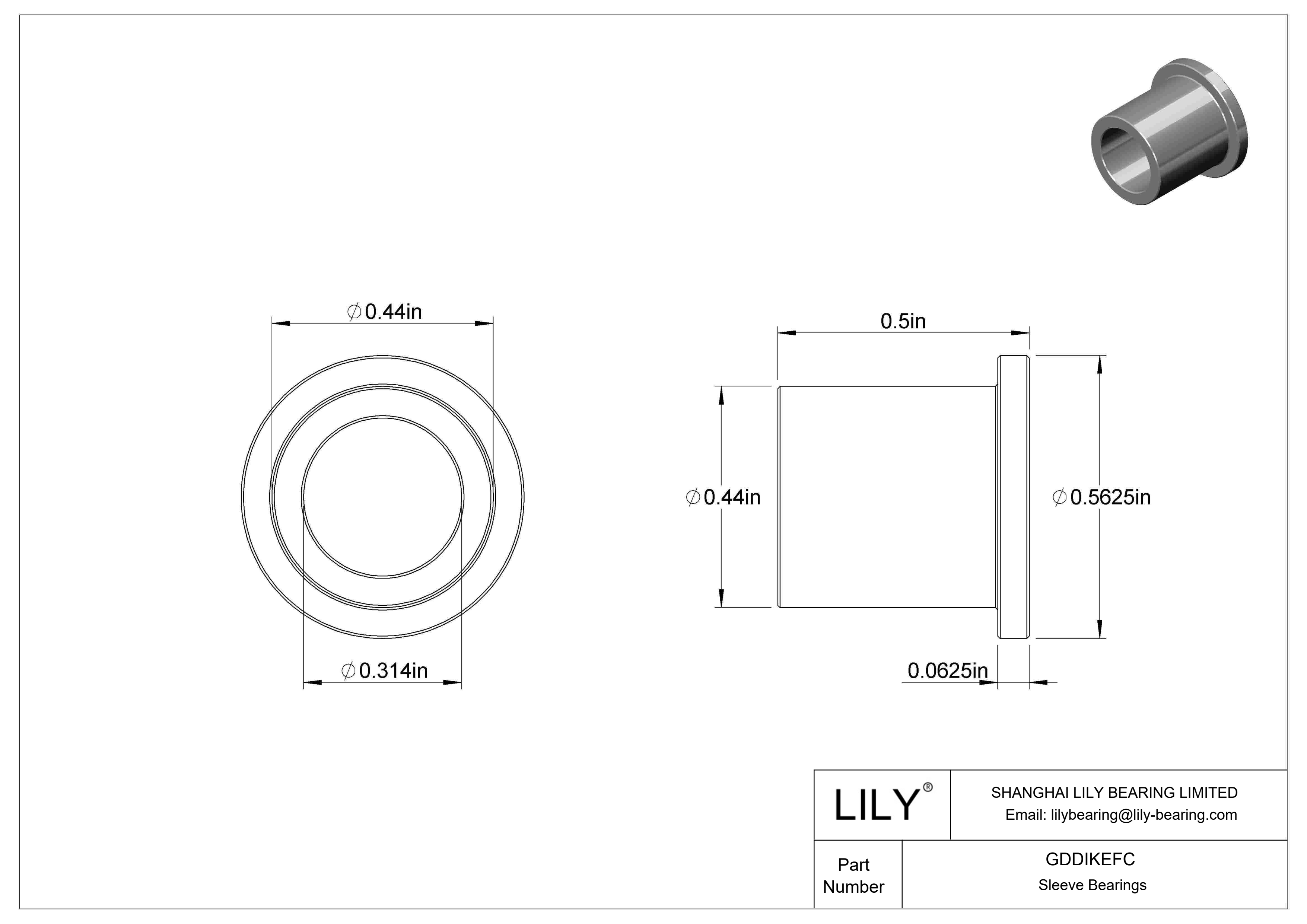 GDDIKEFC Rodamientos de manguito con pestaña lubricados con aceite cad drawing