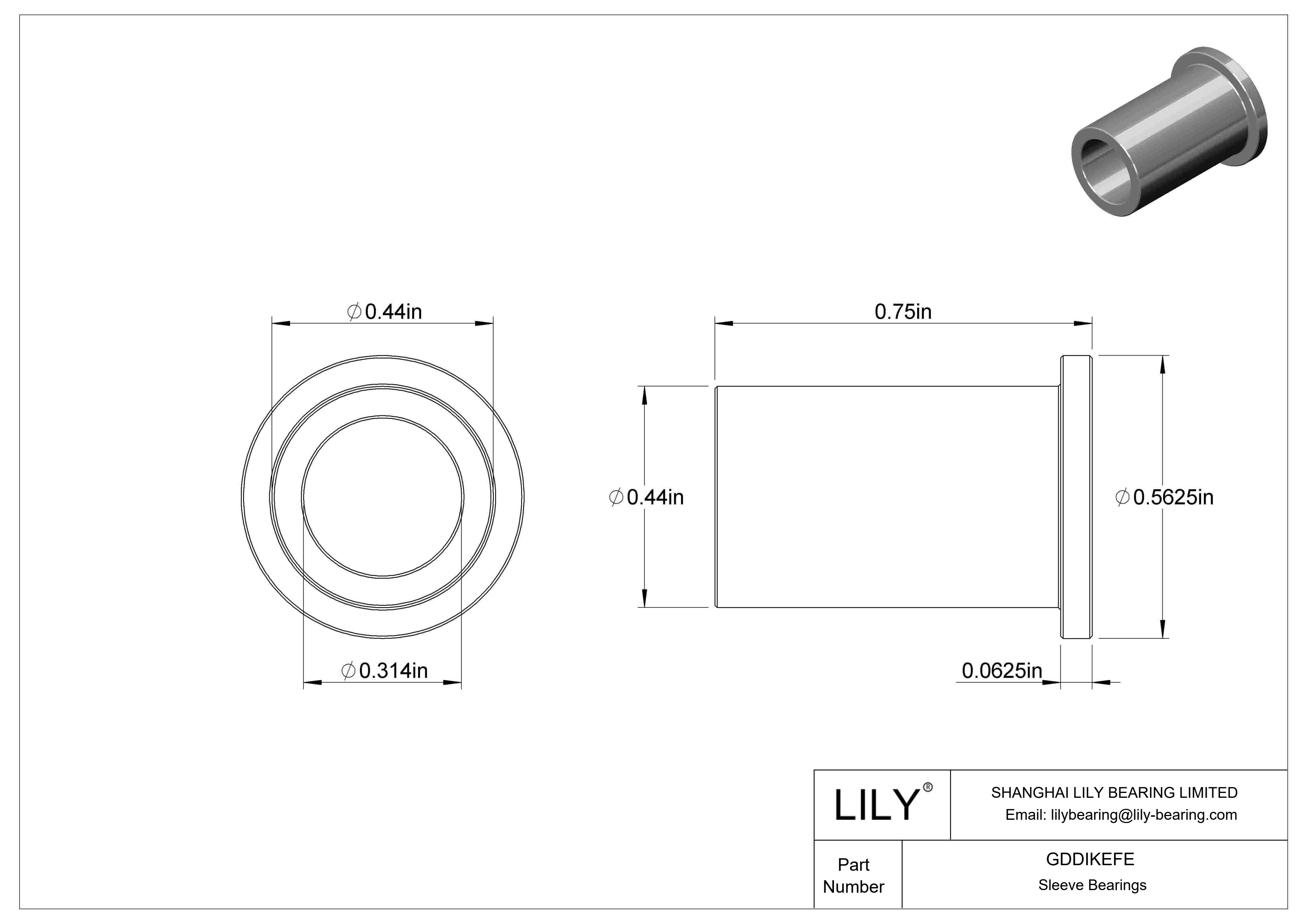 GDDIKEFE Rodamientos de manguito con pestaña lubricados con aceite cad drawing