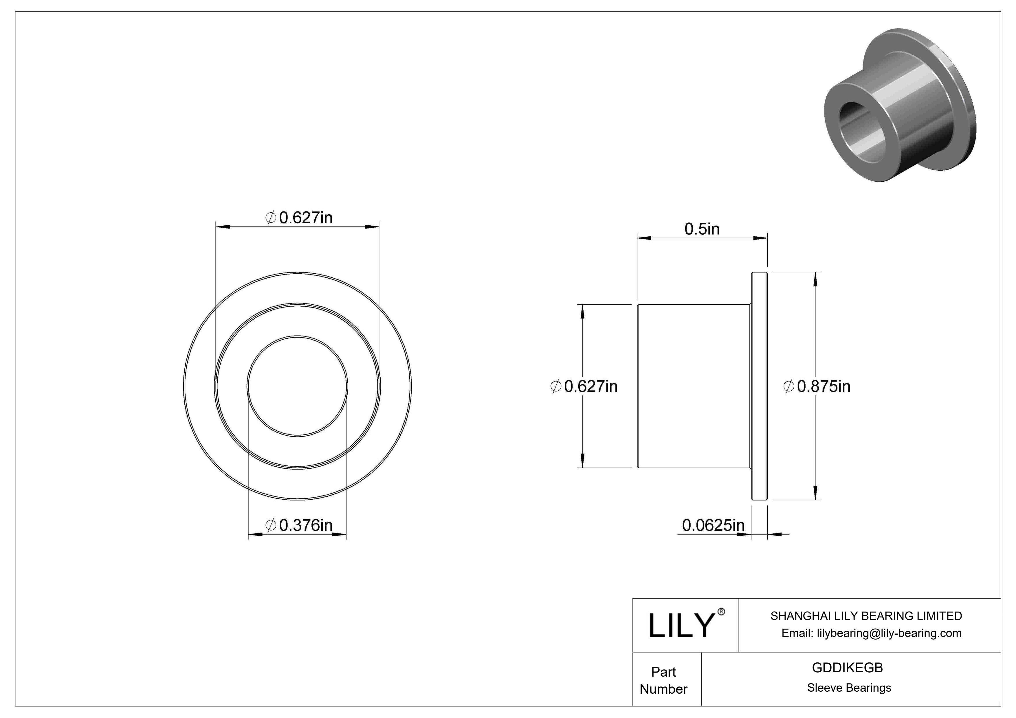 GDDIKEGB Oil-Embedded Flanged Sleeve Bearings cad drawing