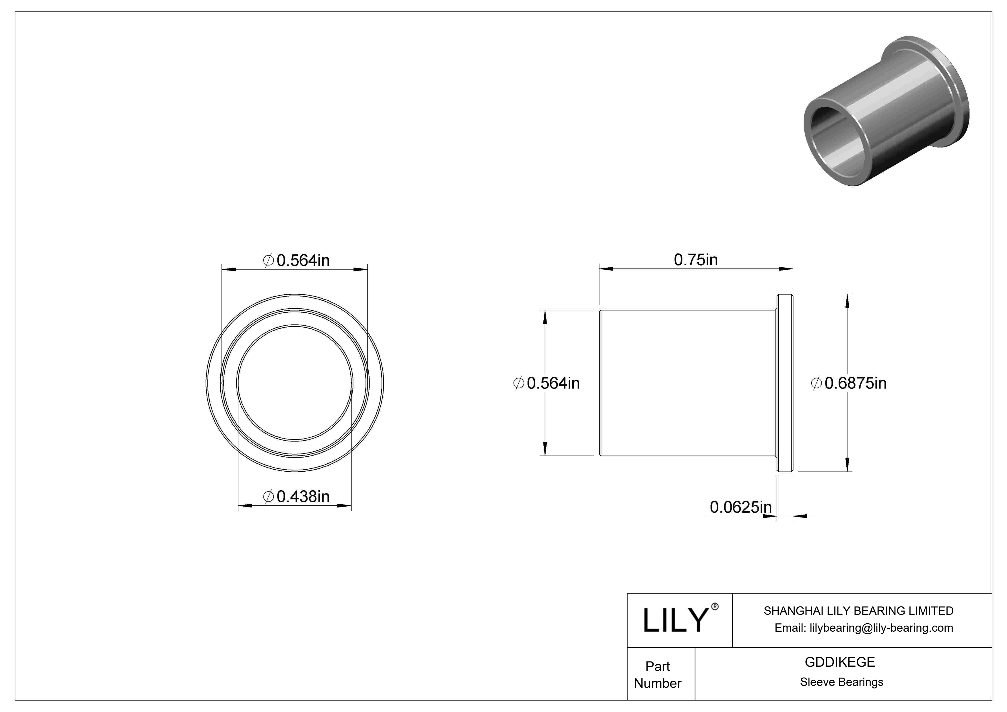 GDDIKEGE Rodamientos de manguito con pestaña lubricados con aceite cad drawing