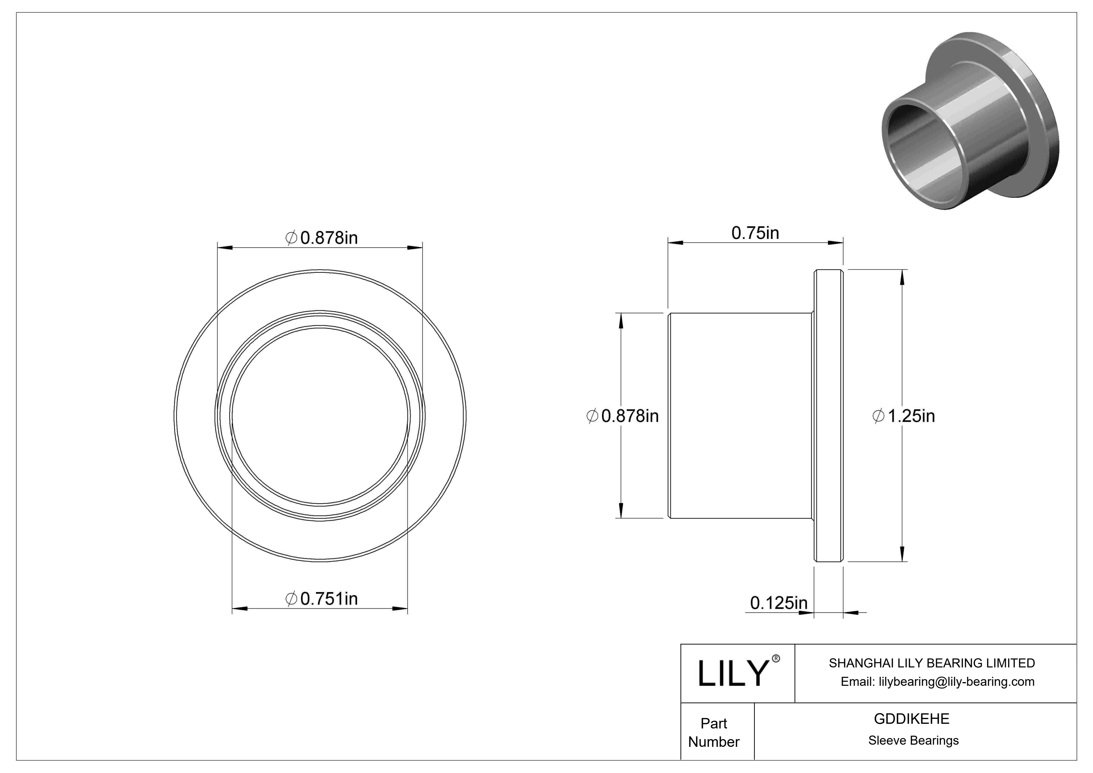 GDDIKEHE Rodamientos de manguito con pestaña lubricados con aceite cad drawing