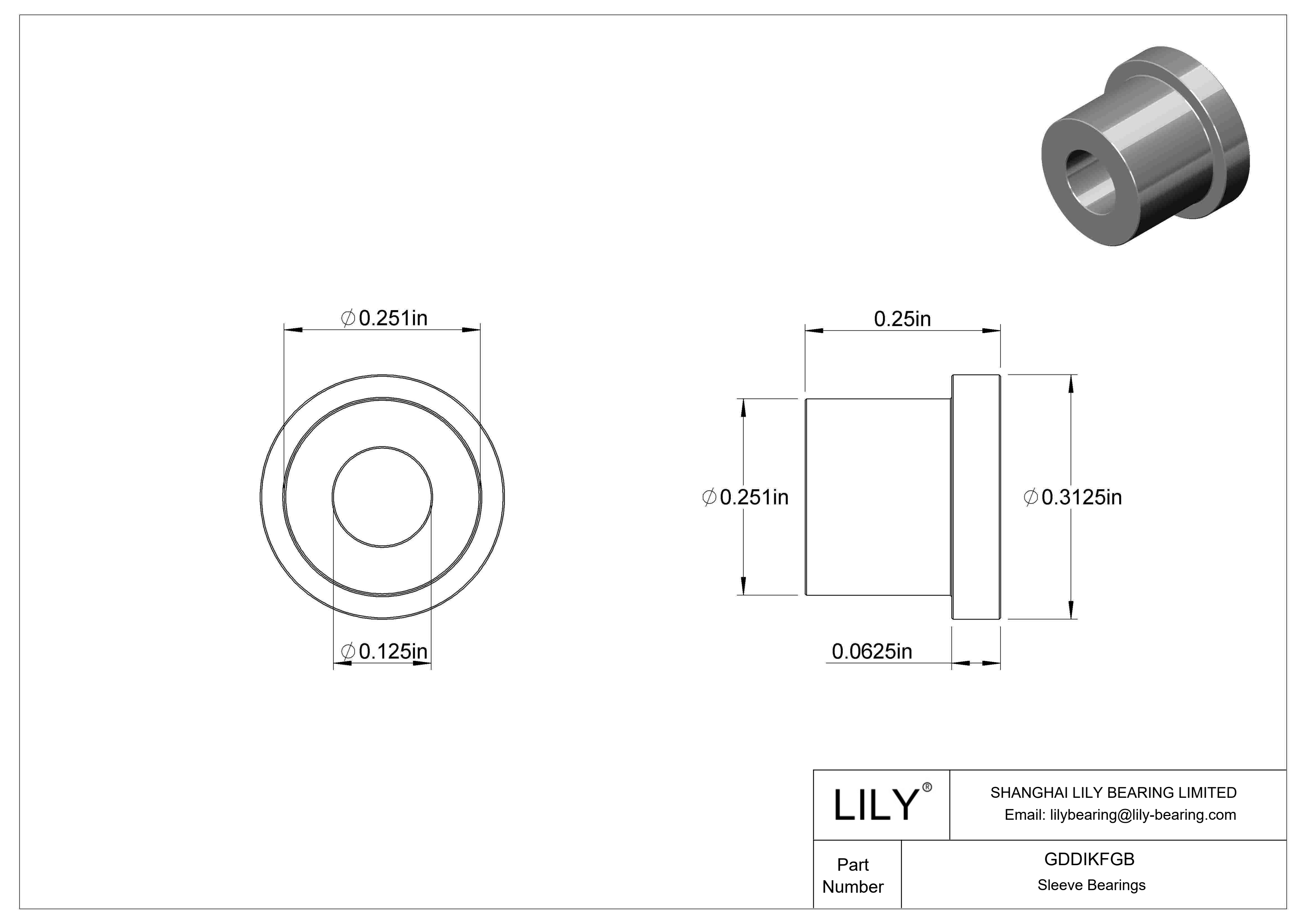 GDDIKFGB Rodamientos de manguito con pestaña lubricados con aceite cad drawing