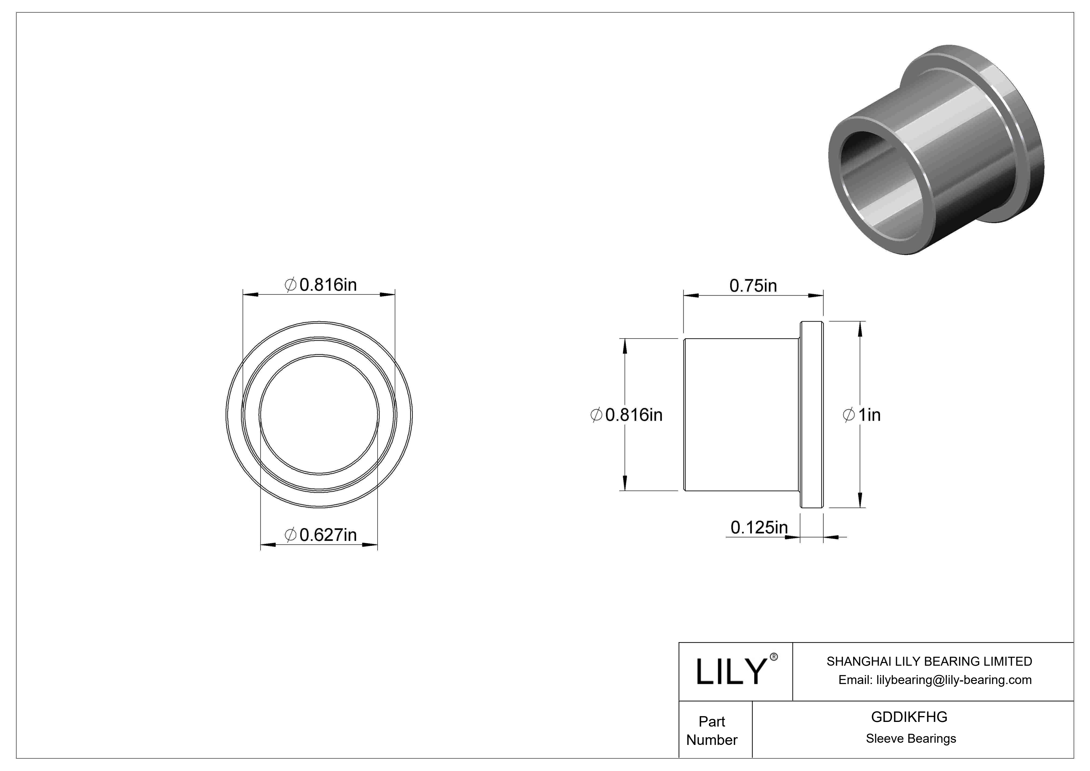 GDDIKFHG Rodamientos de manguito con pestaña lubricados con aceite cad drawing