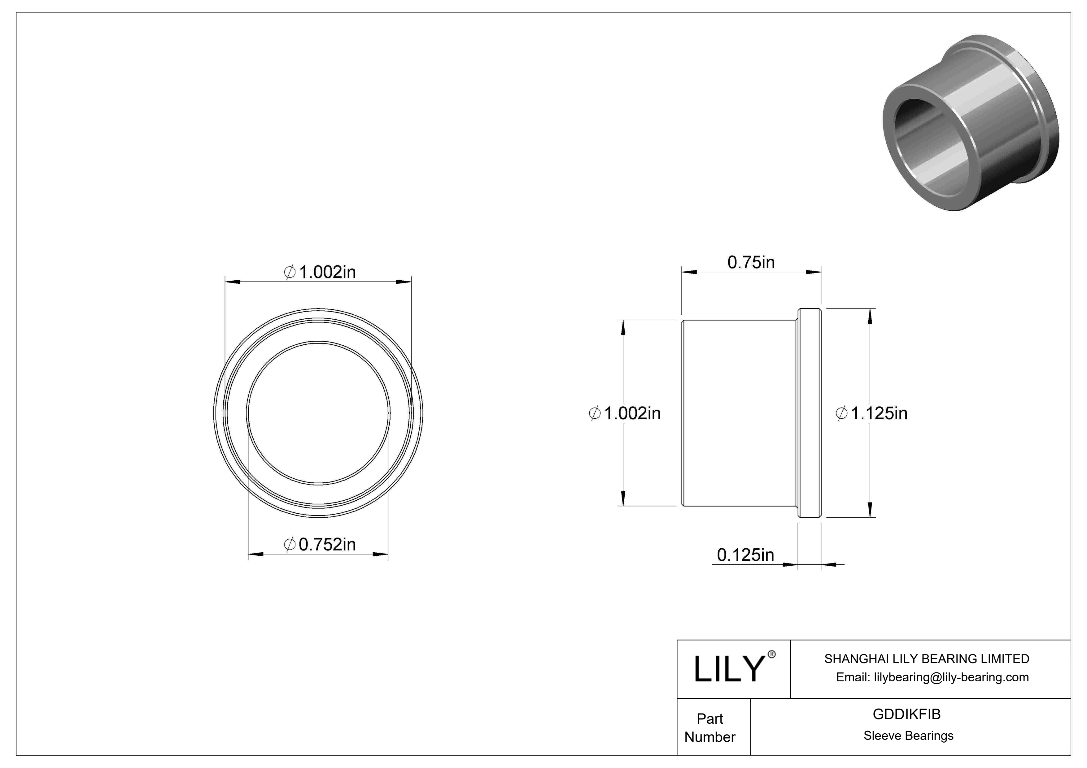 GDDIKFIB Rodamientos de manguito con pestaña lubricados con aceite cad drawing