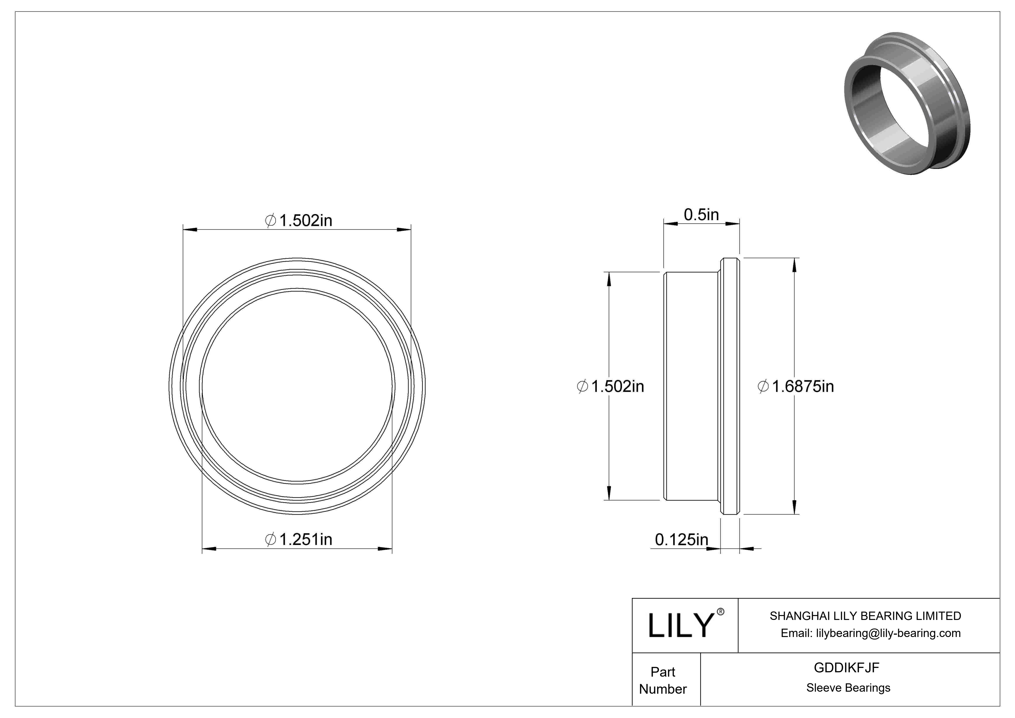 GDDIKFJF Rodamientos de manguito con pestaña lubricados con aceite cad drawing