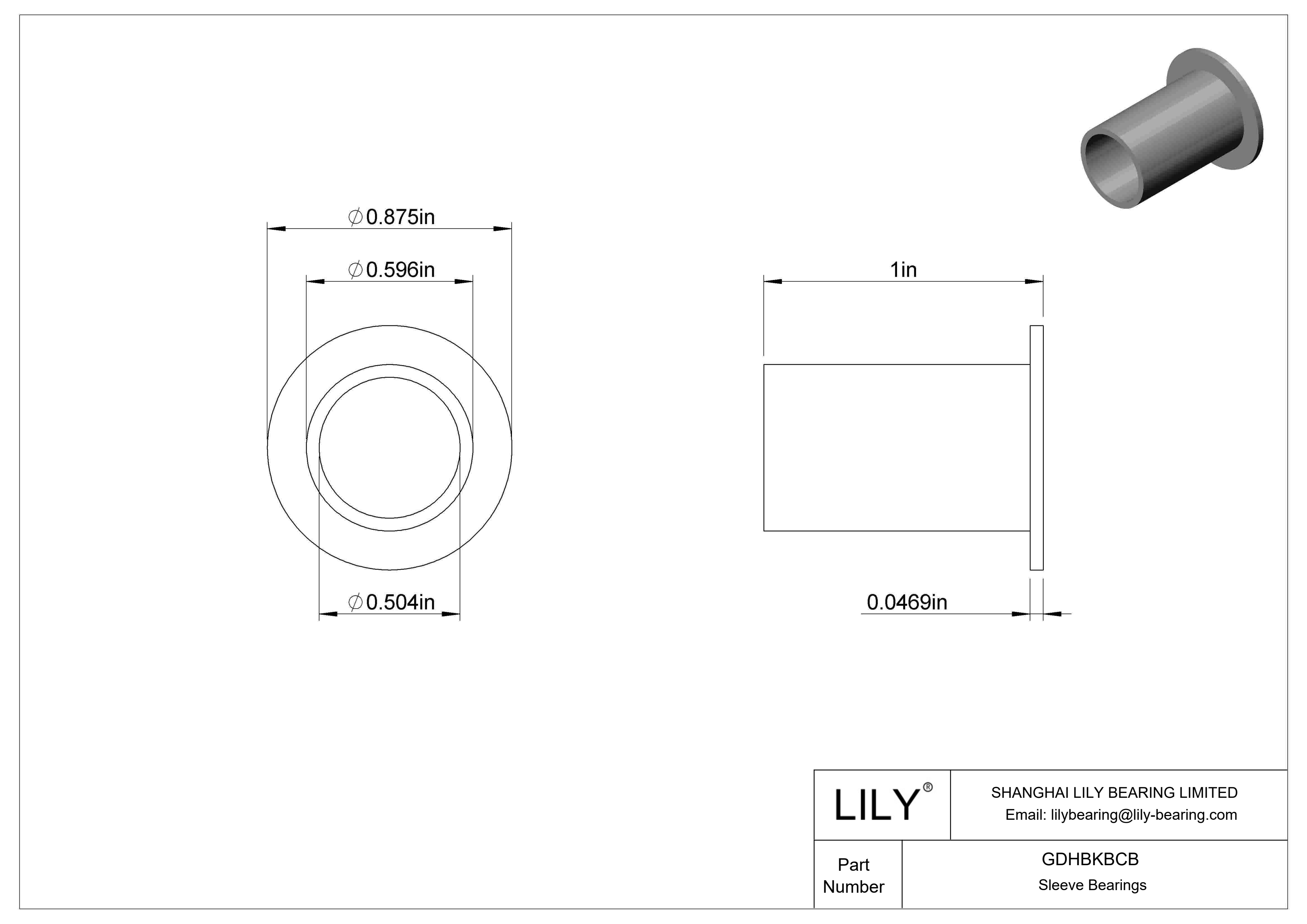 GDHBKBCB Industria alimentaria Rodamientos de manguito con brida de funcionamiento en seco cad drawing