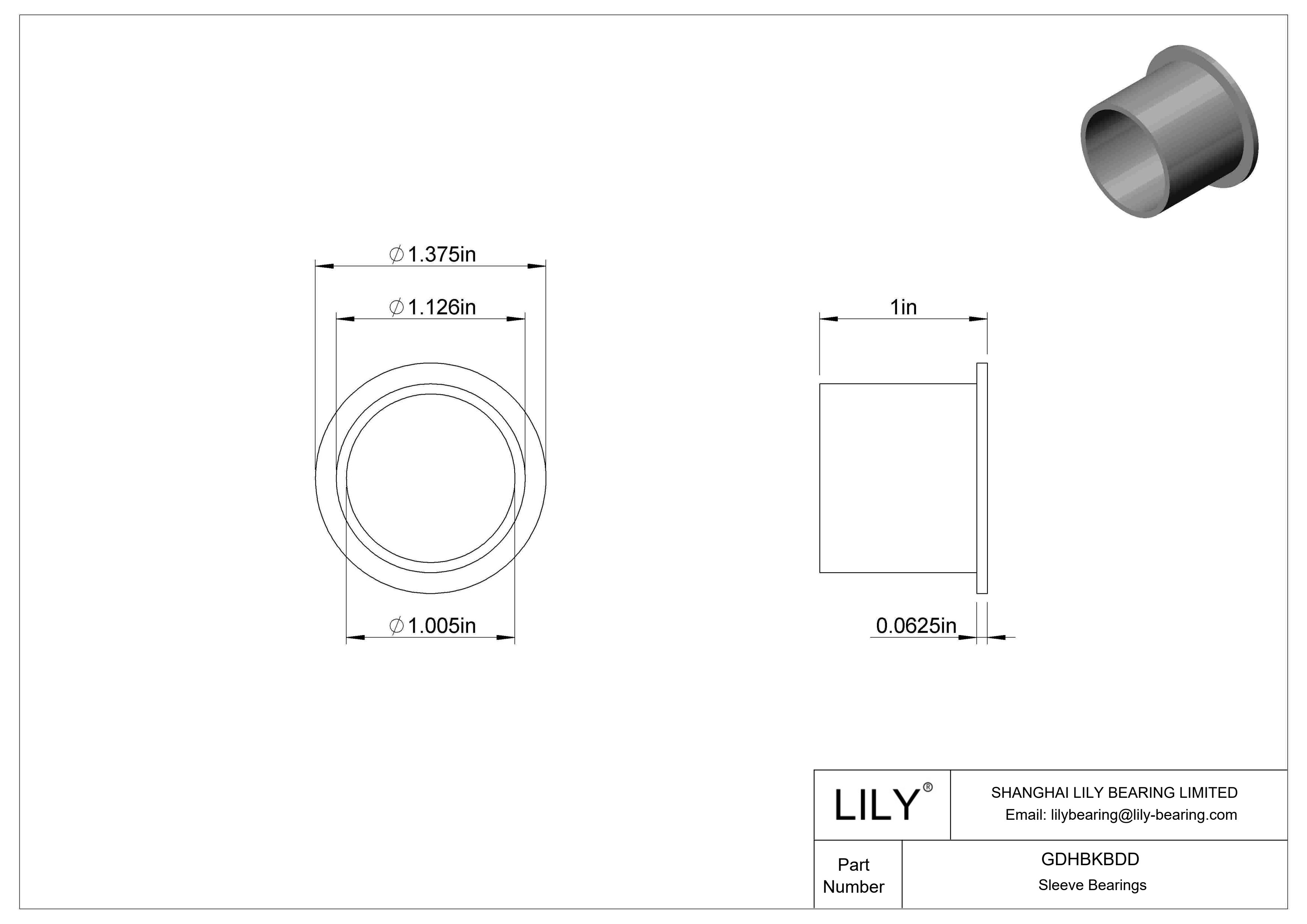 GDHBKBDD Food Industry Dry-Running Flanged Sleeve Bearings cad drawing