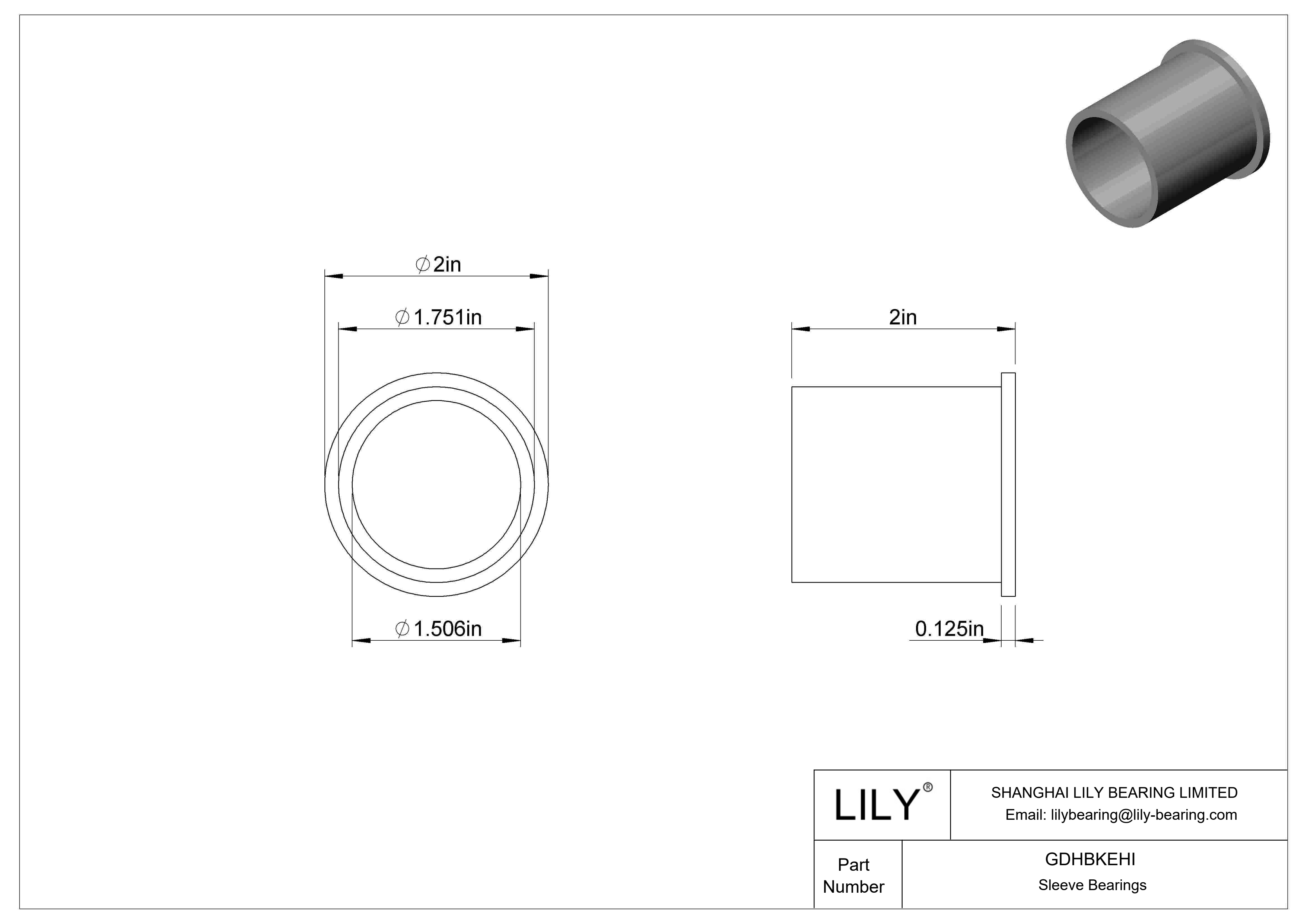 GDHBKEHI Food Industry Dry-Running Flanged Sleeve Bearings cad drawing