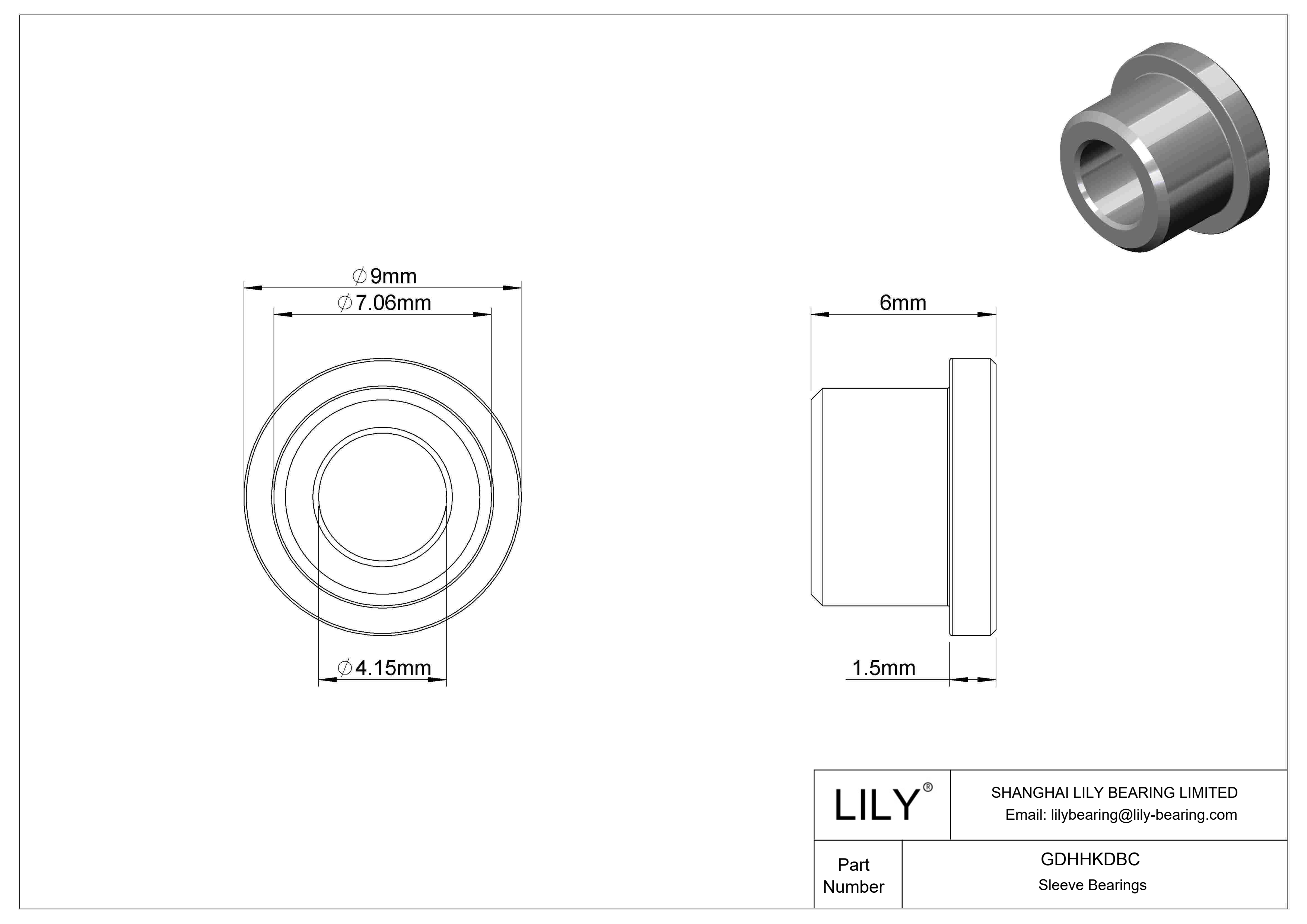 GDHHKDBC Ultra-Low-Friction Dry-Running Flanged Sleeve Bearings cad drawing