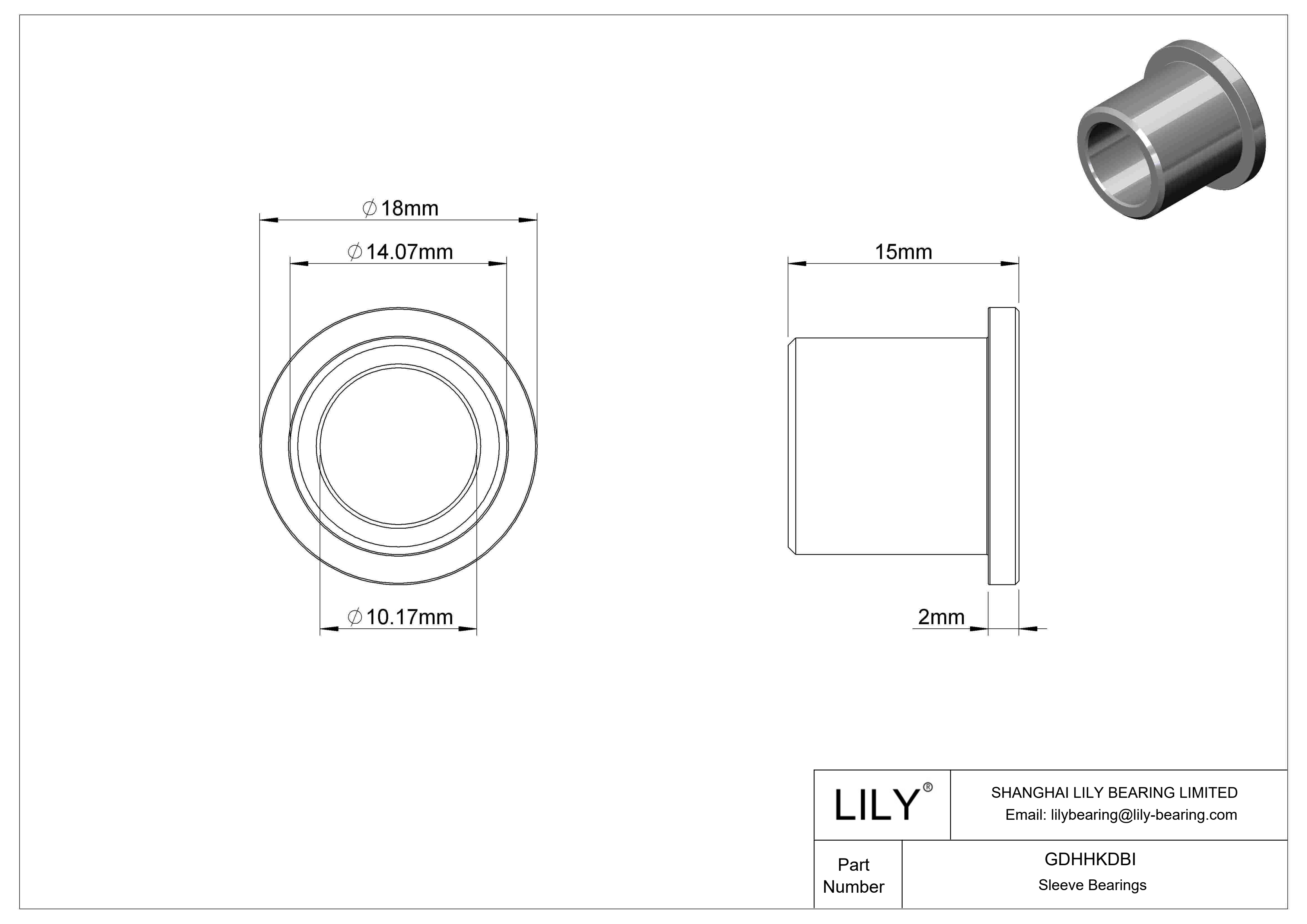 GDHHKDBI Ultra-Low-Friction Dry-Running Flanged Sleeve Bearings cad drawing