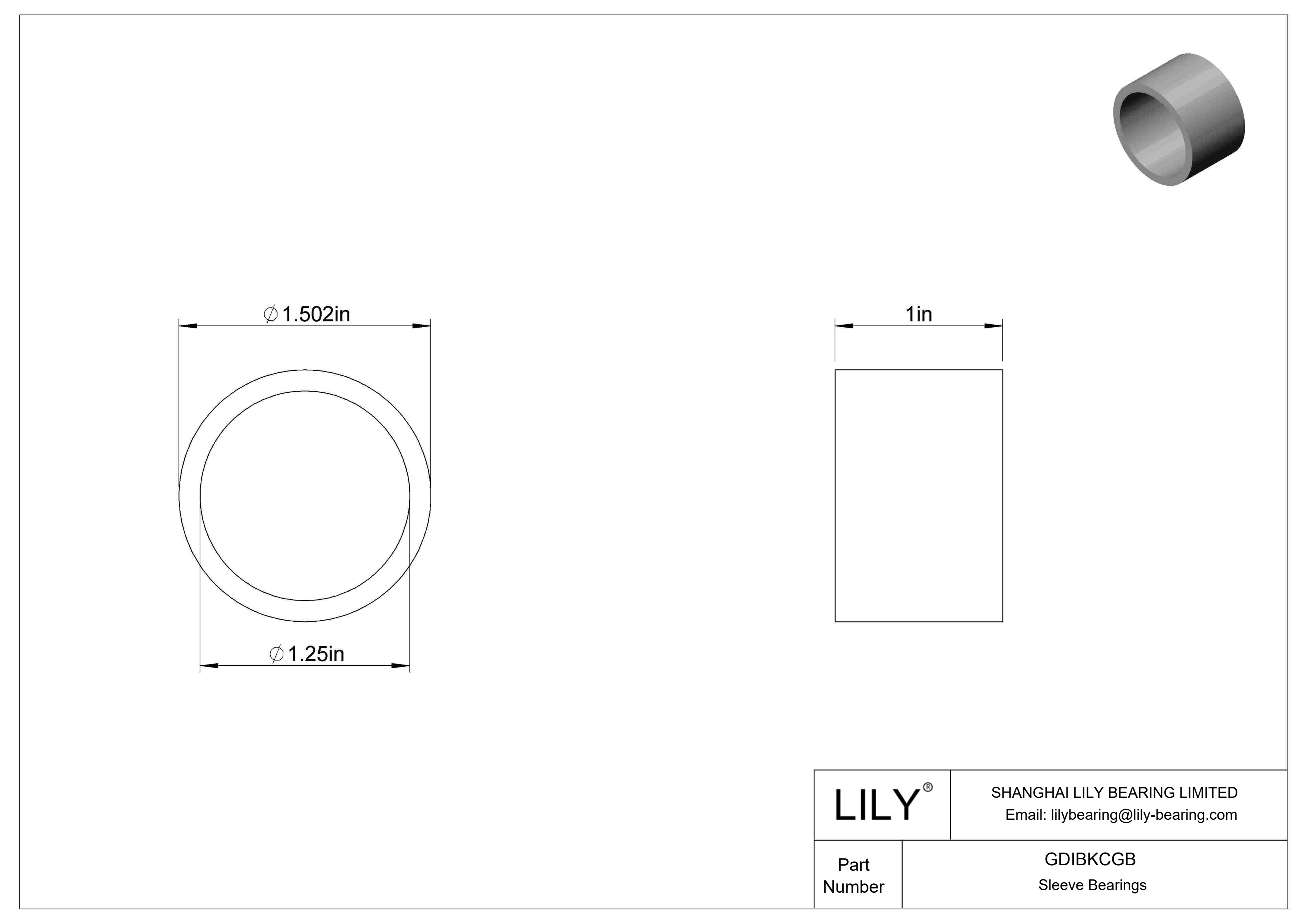 GDIBKCGB 多用途套筒轴承 cad drawing