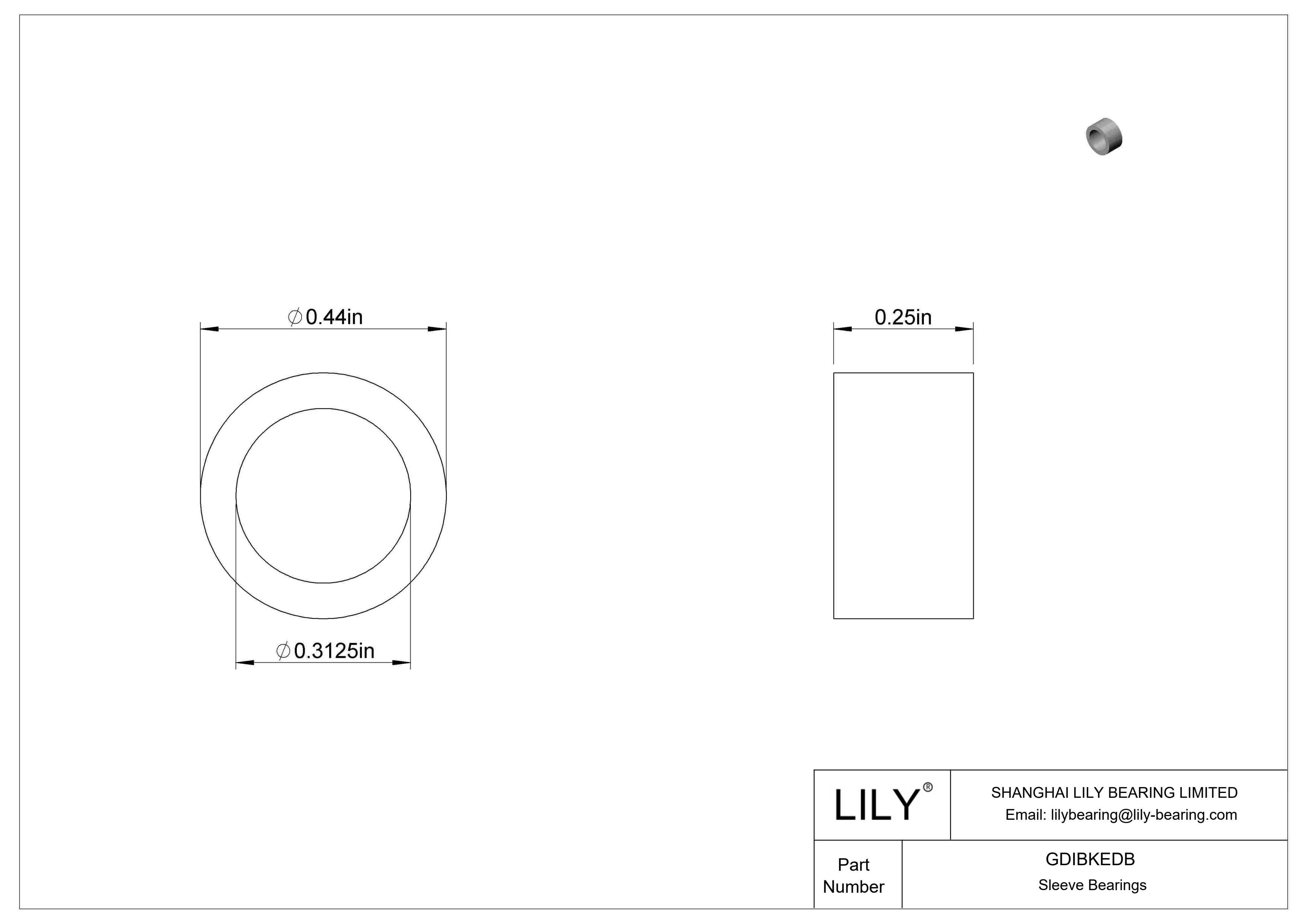 GDIBKEDB Multipurpose Sleeve Bearings cad drawing